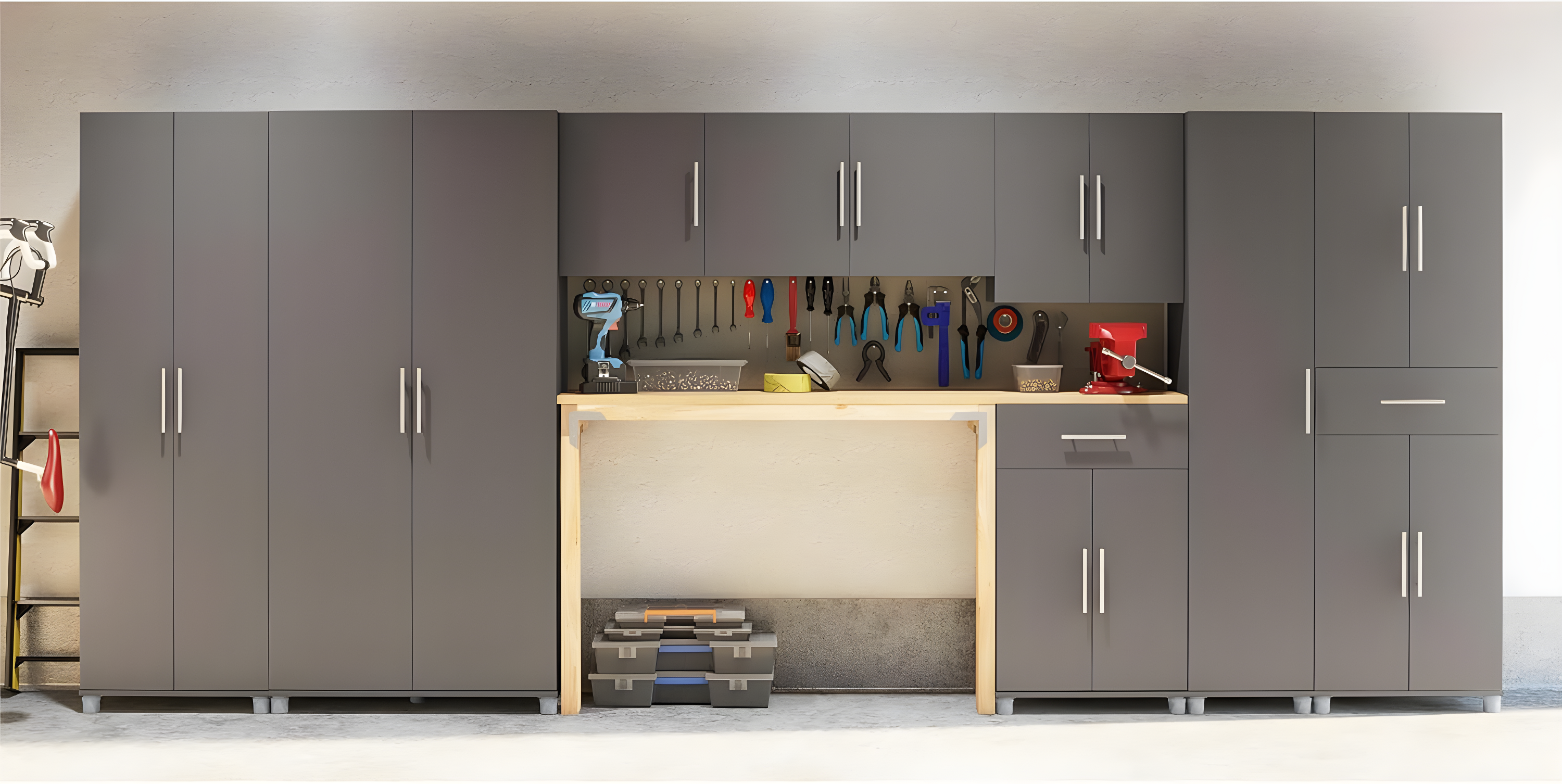 Camberly 4 Door/1 Drawer Storage Cabinet, Graphite Gray