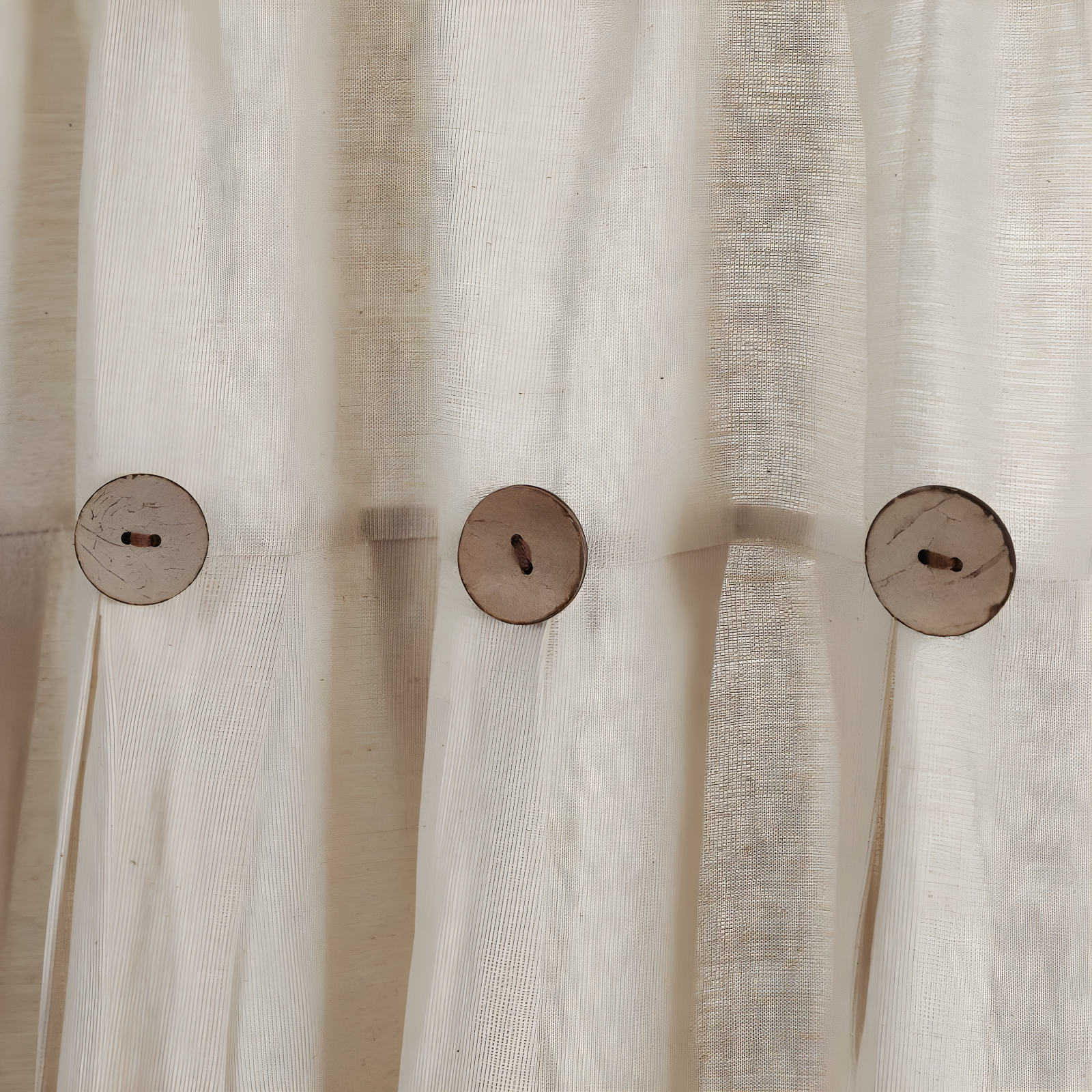 Lush Decor Linen Button Cotton Blend Tailored 29'' W Cafe Curtain (Set of 2)