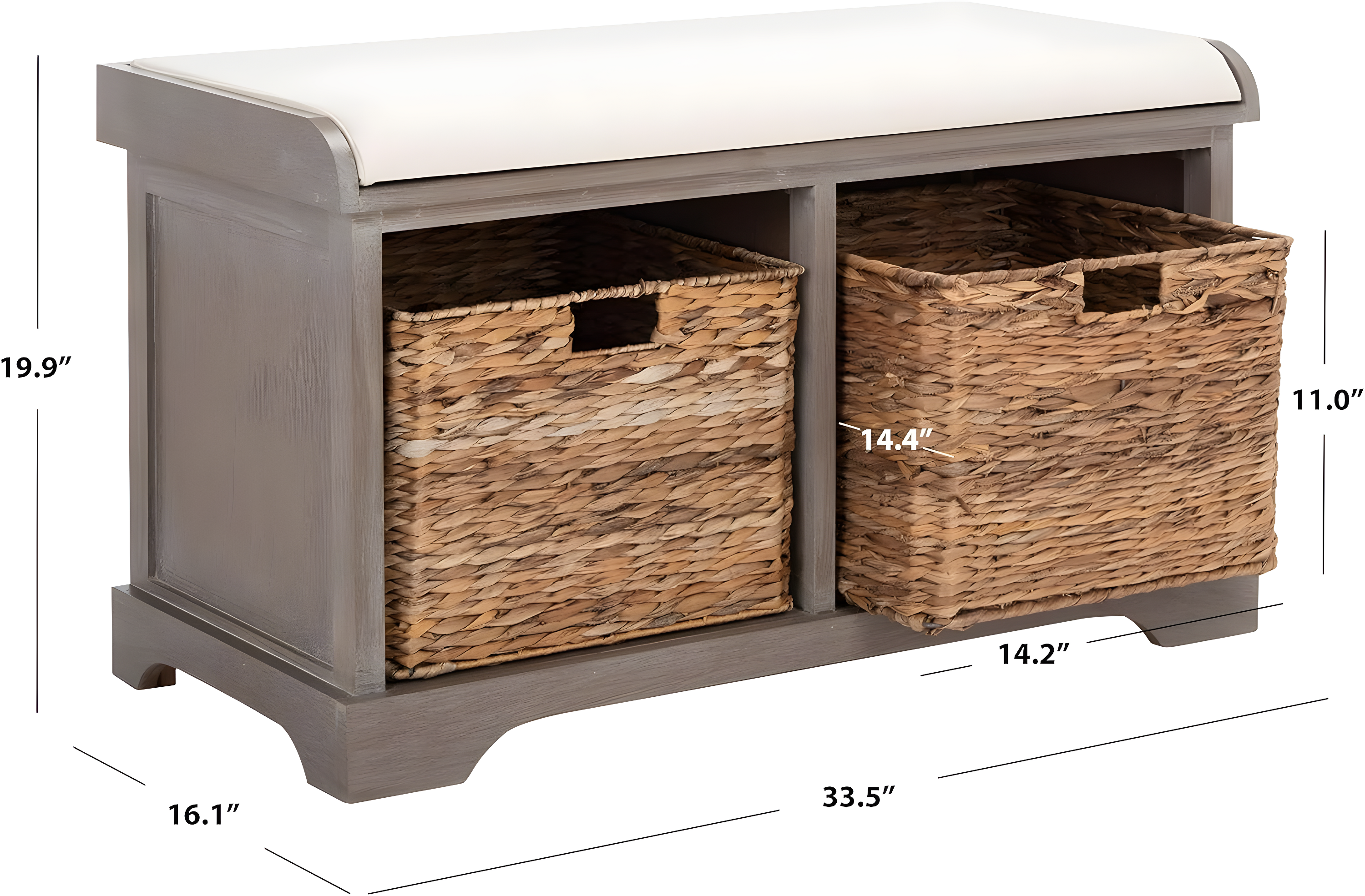 Freddy Wicker Storage Bench - AMH5736 - White Wash - Safavieh