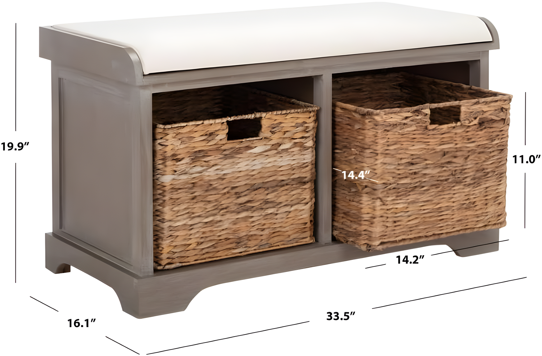 Freddy Wicker Storage Bench - AMH5736 - White Wash - Safavieh