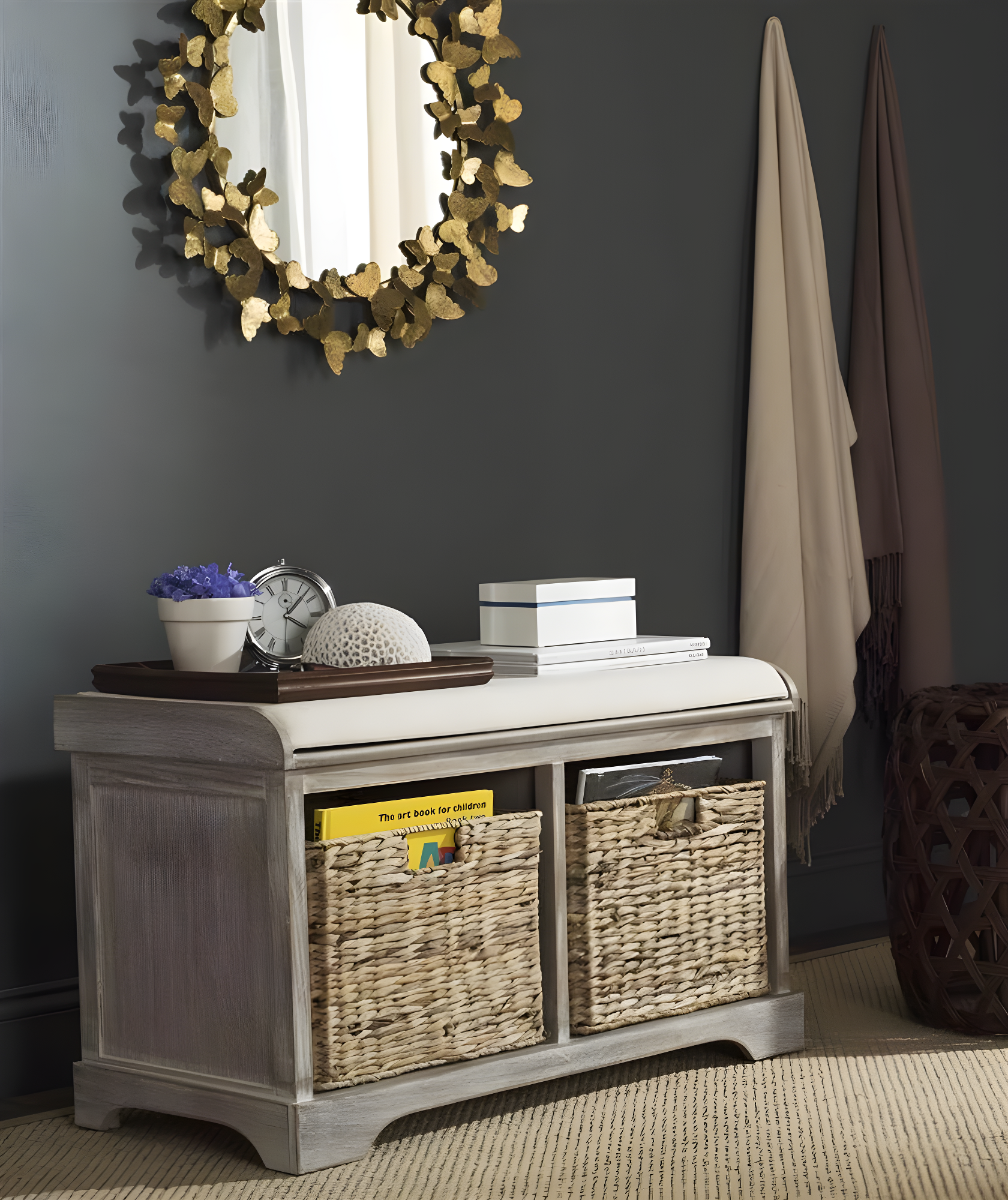 Freddy Wicker Storage Bench - AMH5736 - White Wash - Safavieh