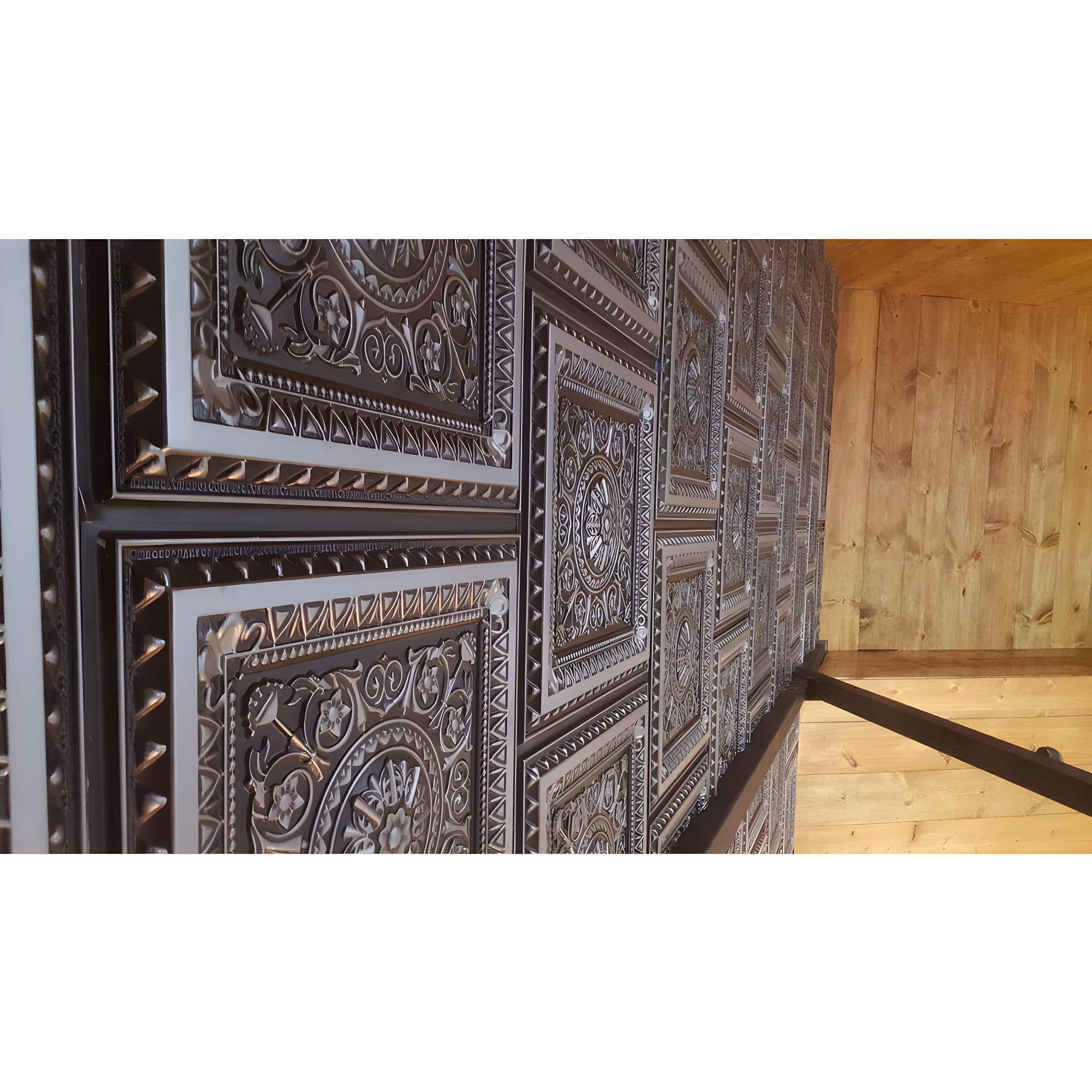 Marseille 24'' W Textured PVC Drop-In Ceiling Tile In Antique Gold
