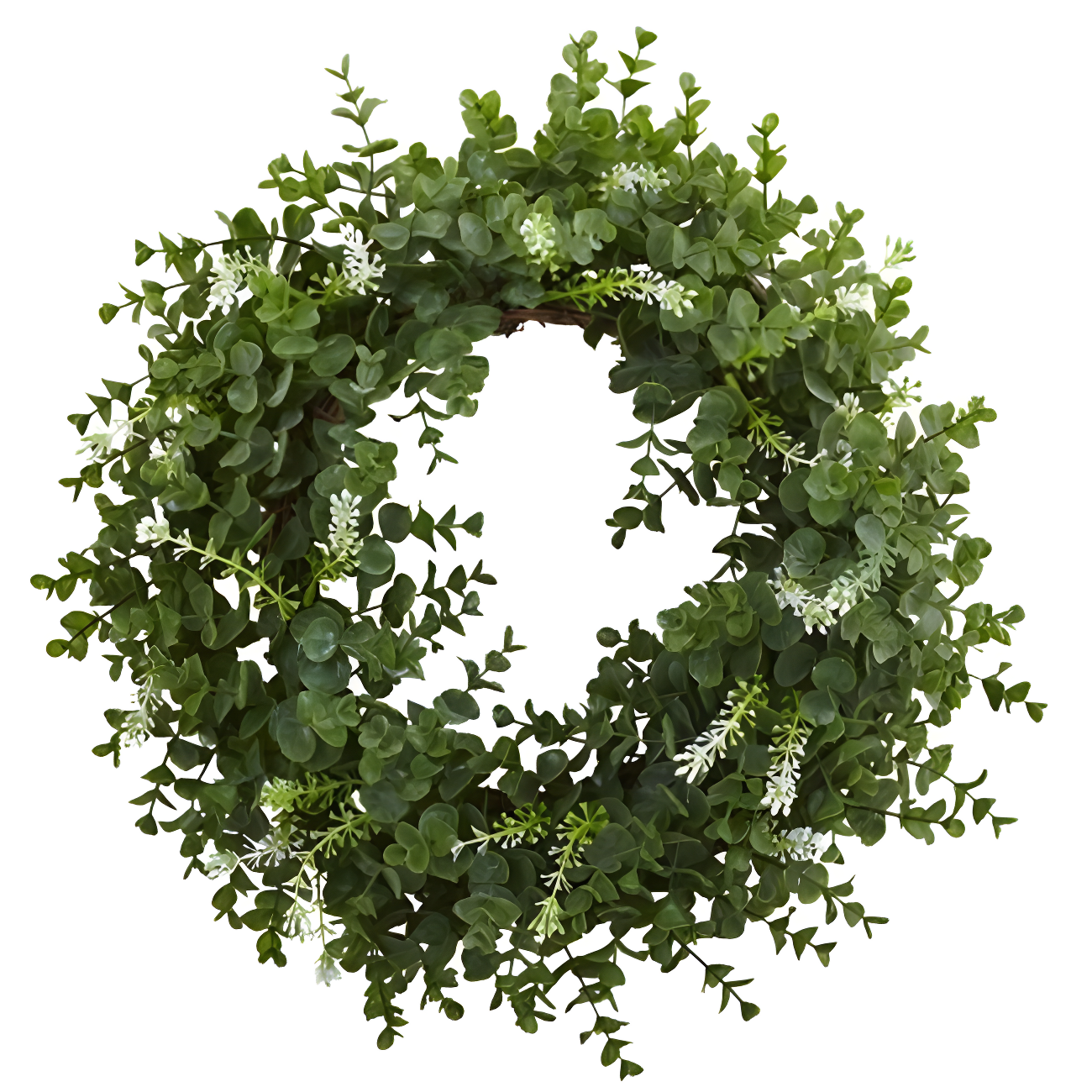 18" Artificial Eucalyptus and Twig Wreath - Nearly Natural: Faux Floral Decor, Indoor Spring/Summer Display, Unlit