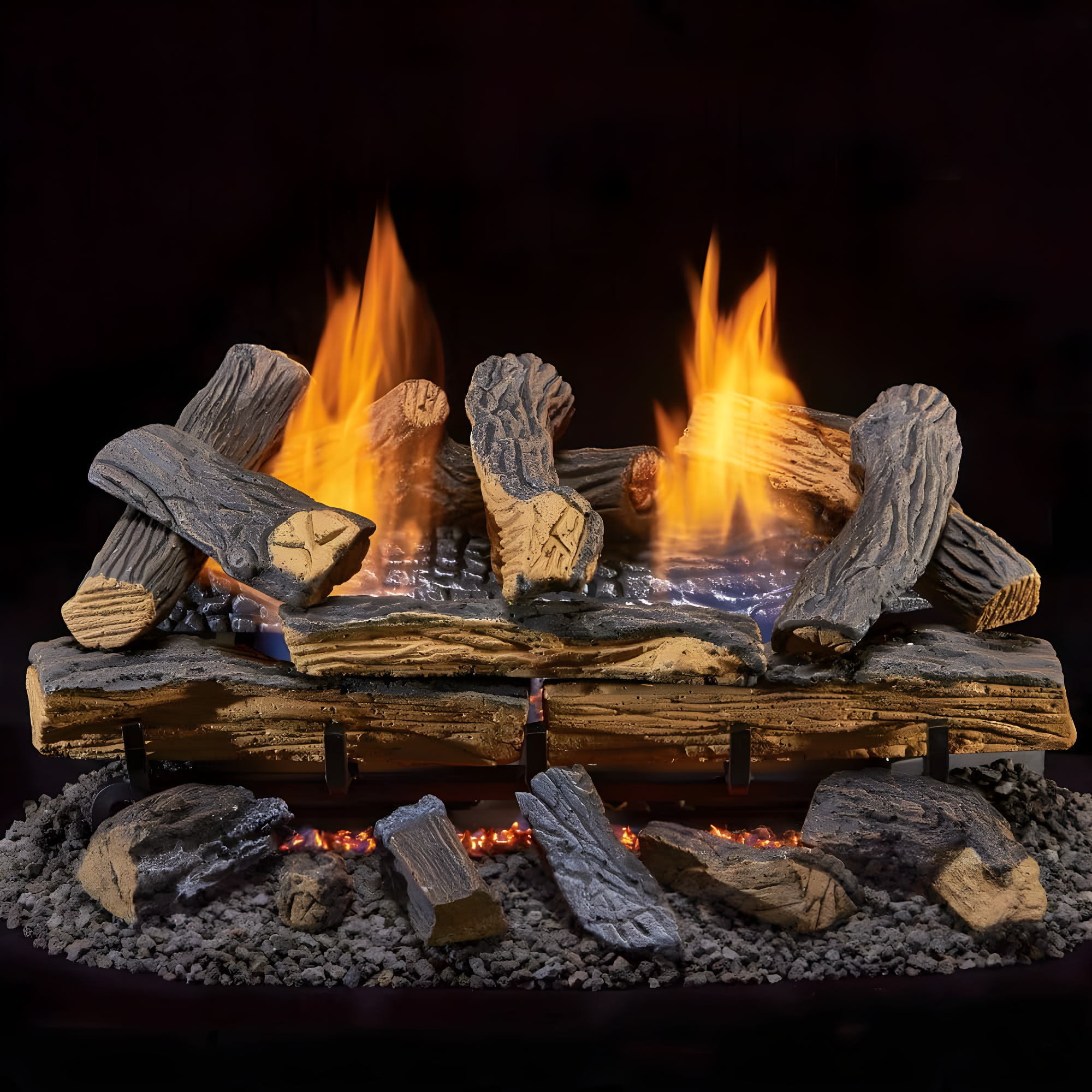 Duluth Forge Duluth Forge Ventless Dual Fuel Gas Log Set, Split Oak, T-Stat Control