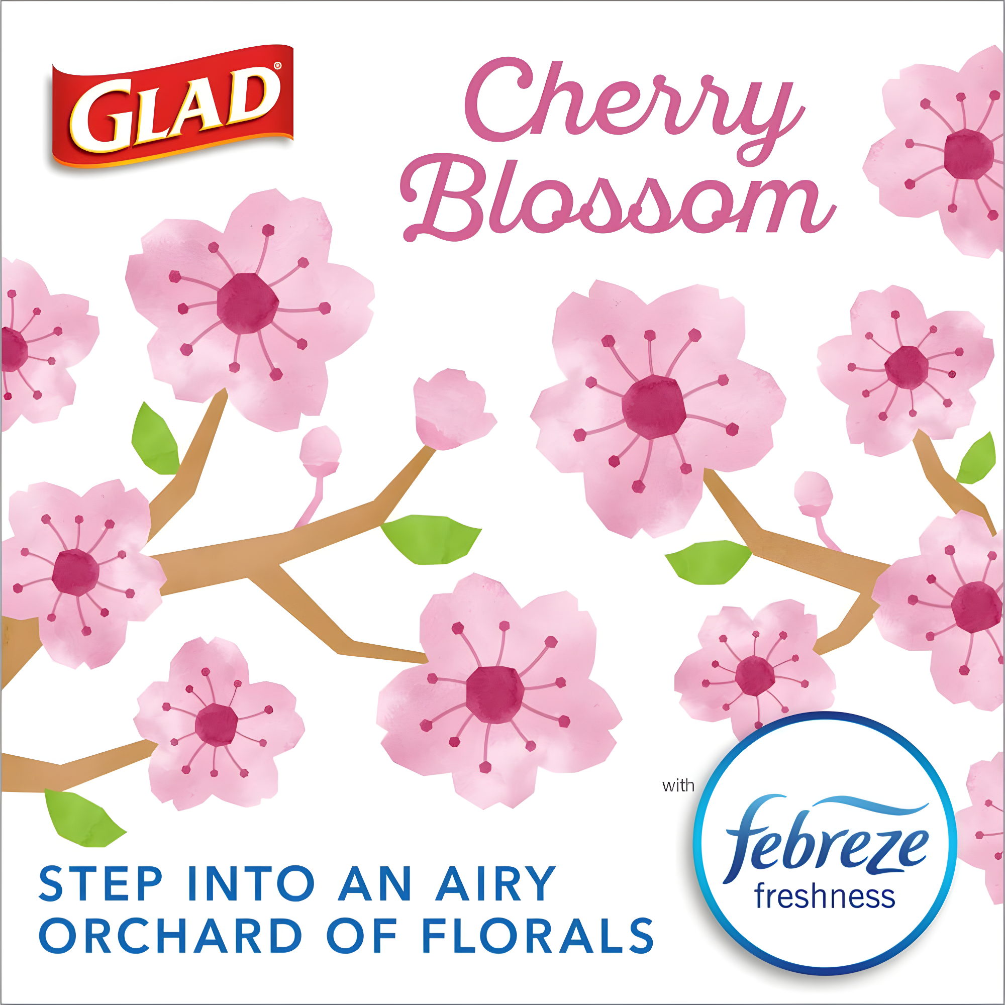 Glad Small Drawstring Trash Bags - Cherry Blossom - 34ct/4gal