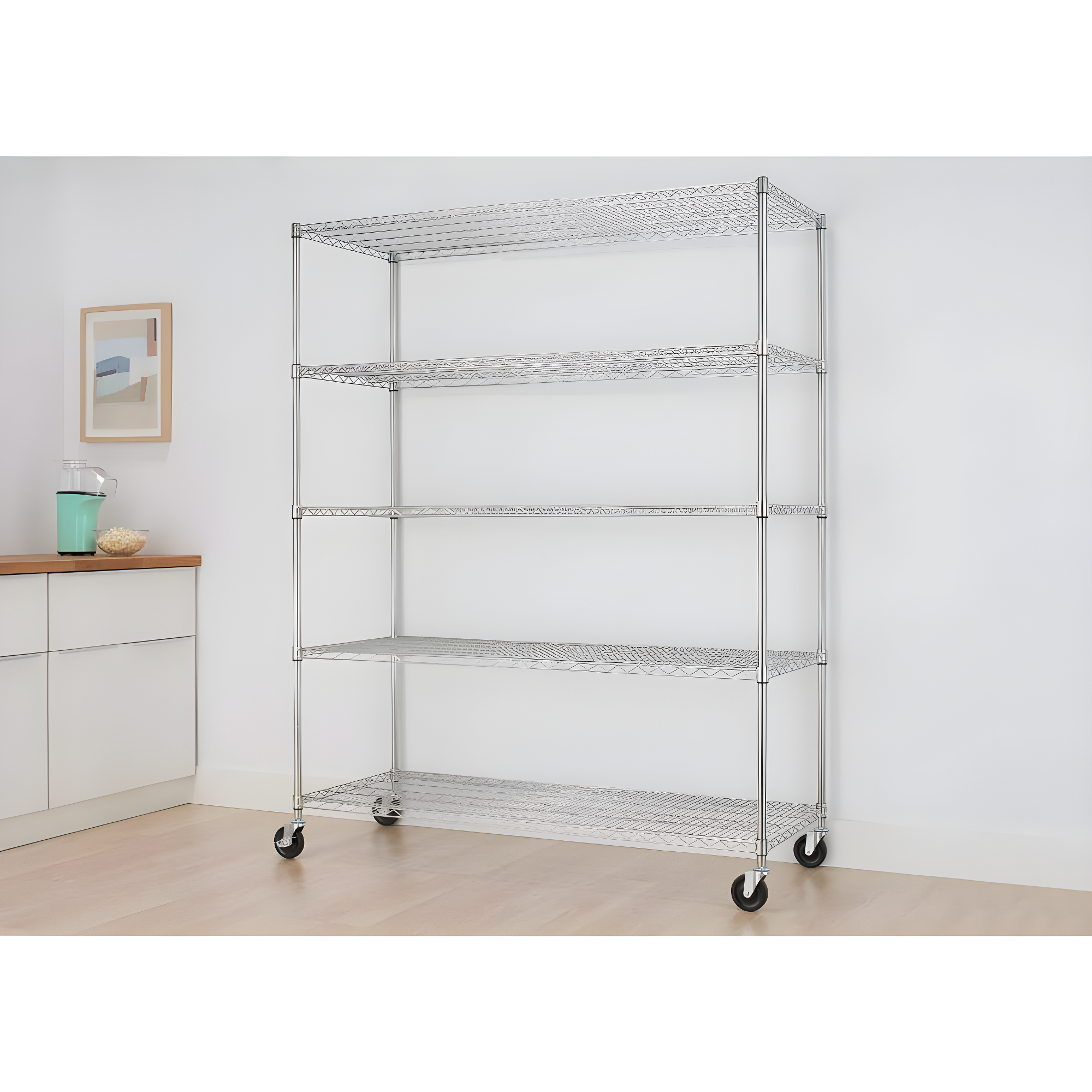 TRINITY EcoStorage 5-Tier NSF Rolling Steel Wire Shelving Unit w/ Wheels (60 in. W x 24 in. D)