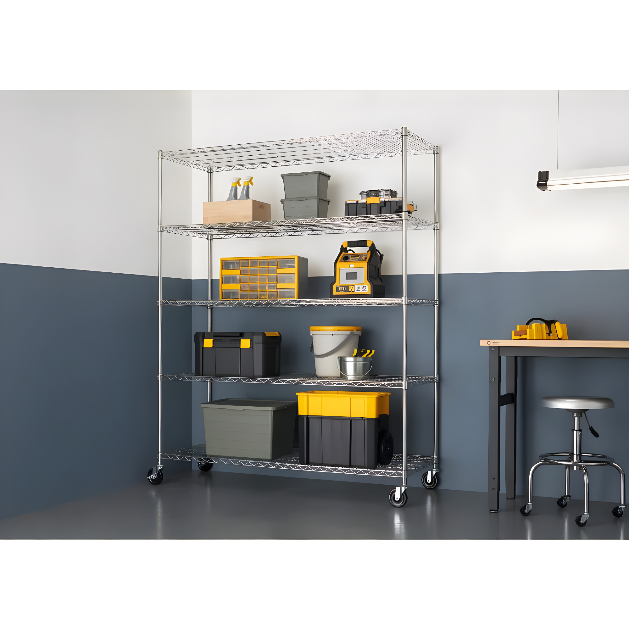 TRINITY EcoStorage 5-Tier NSF Rolling Steel Wire Shelving Unit w/ Wheels (60 in. W x 24 in. D)