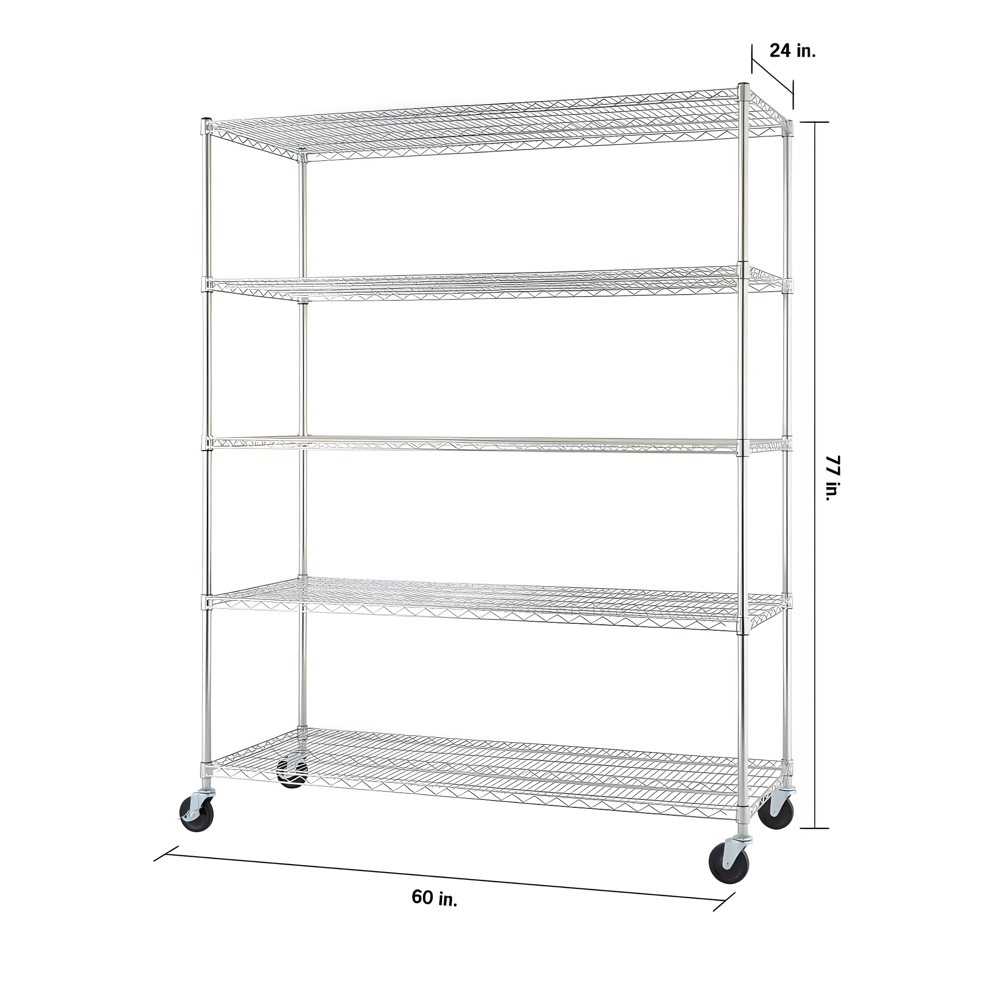 TRINITY EcoStorage 5-Tier NSF Rolling Steel Wire Shelving Unit w/ Wheels (60 in. W x 24 in. D)