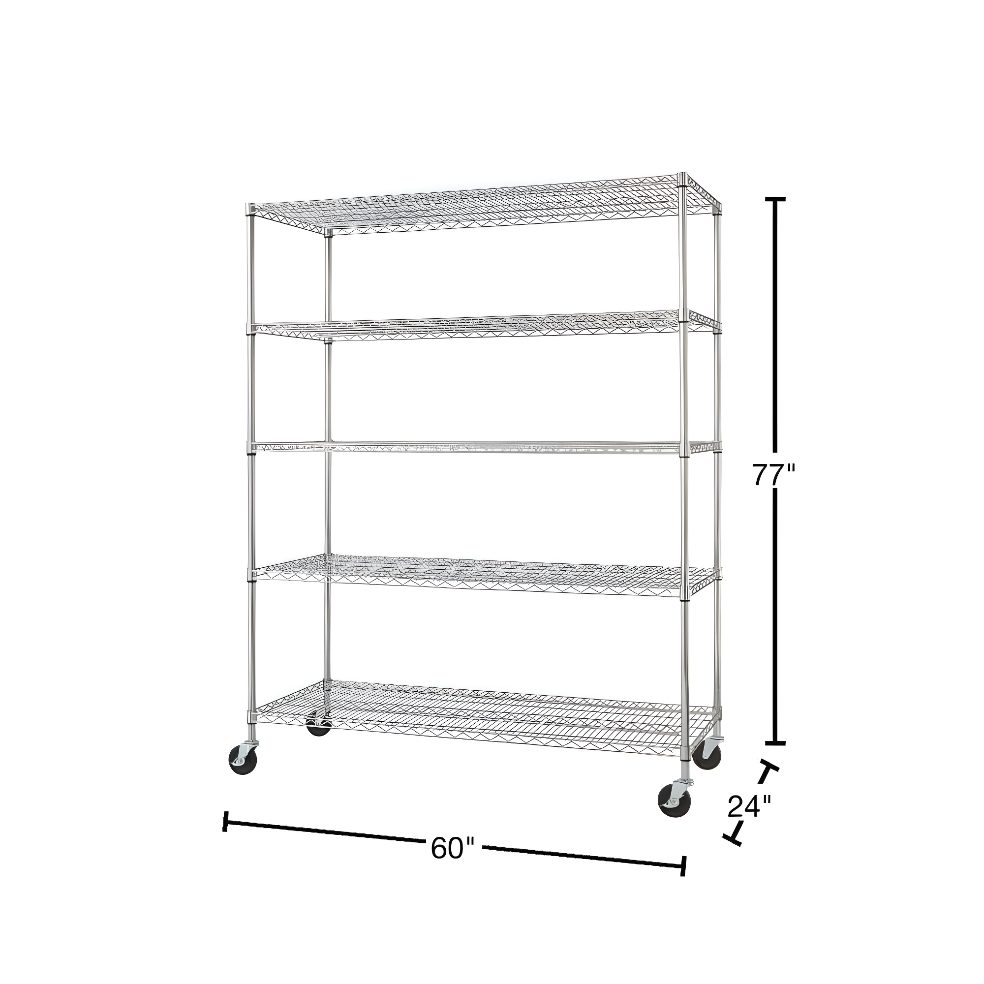 TRINITY EcoStorage 5-Tier NSF Rolling Steel Wire Shelving Unit w/ Wheels (60 in. W x 24 in. D)