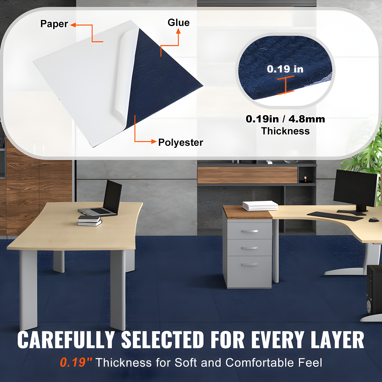 VEVOR 24'' W x 24'' L Level Cut And Loop Polyester Carpet Tile (Set of 15)