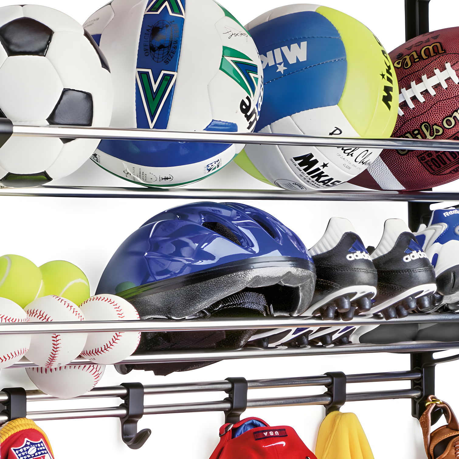 LYNK PROFESSIONAL 149100DS Lynk Garage Sports Equipment Organizer - Wall Mount Ball Rack - Sports Equipment Storage - Ball Storage for Garage - Garage Toy Storage - Easy to Install Sports Storage Organizer for Garage - Black