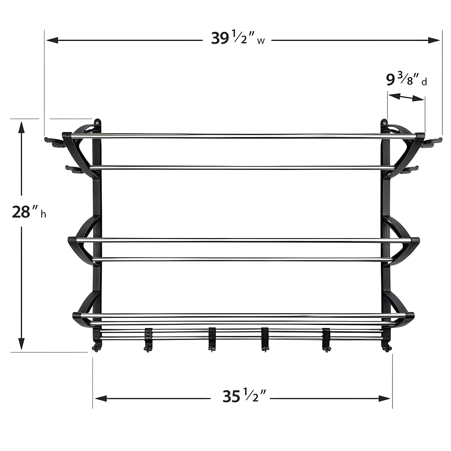 LYNK PROFESSIONAL 149100DS Lynk Garage Sports Equipment Organizer - Wall Mount Ball Rack - Sports Equipment Storage - Ball Storage for Garage - Garage Toy Storage - Easy to Install Sports Storage Organizer for Garage - Black