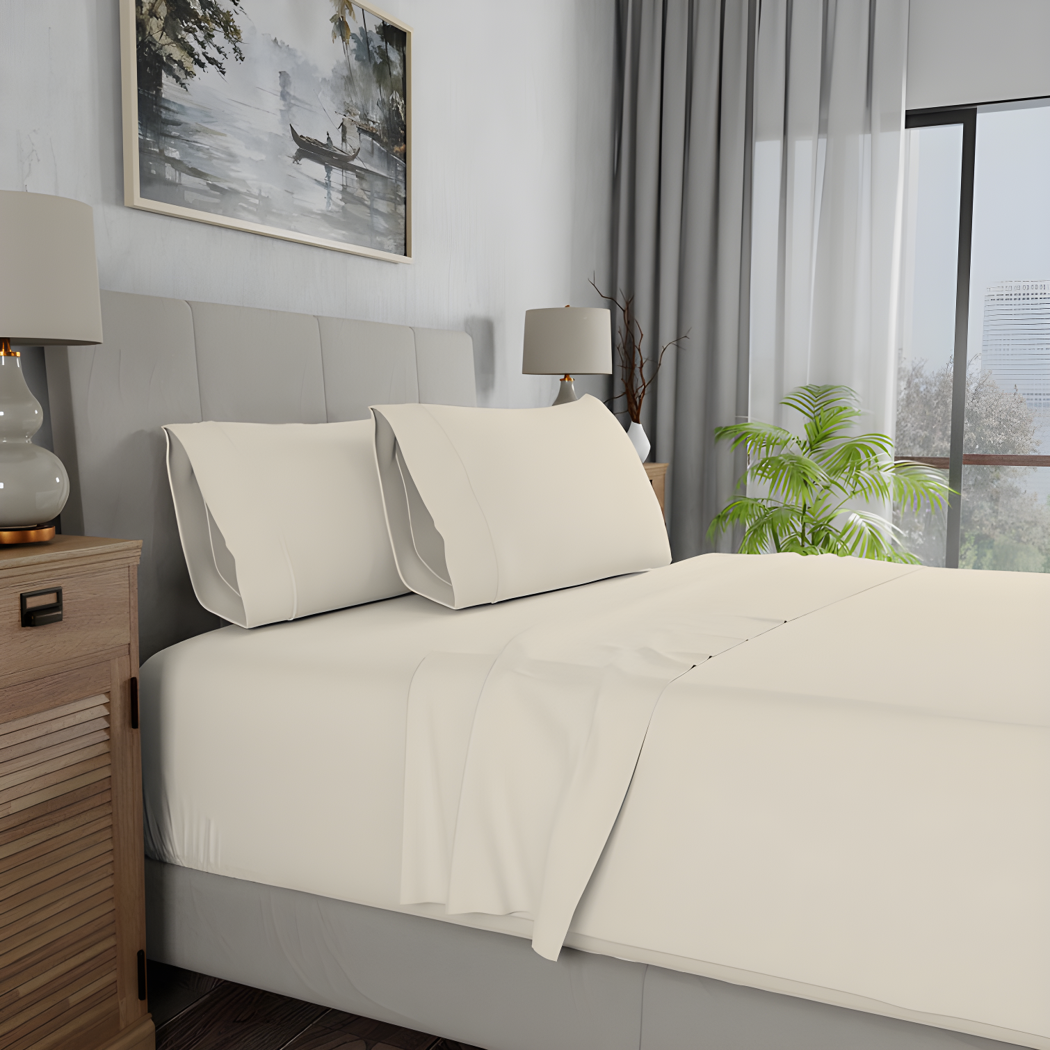 Color Sense 100% Cotton Lightweight Percale Weave Sheet Set