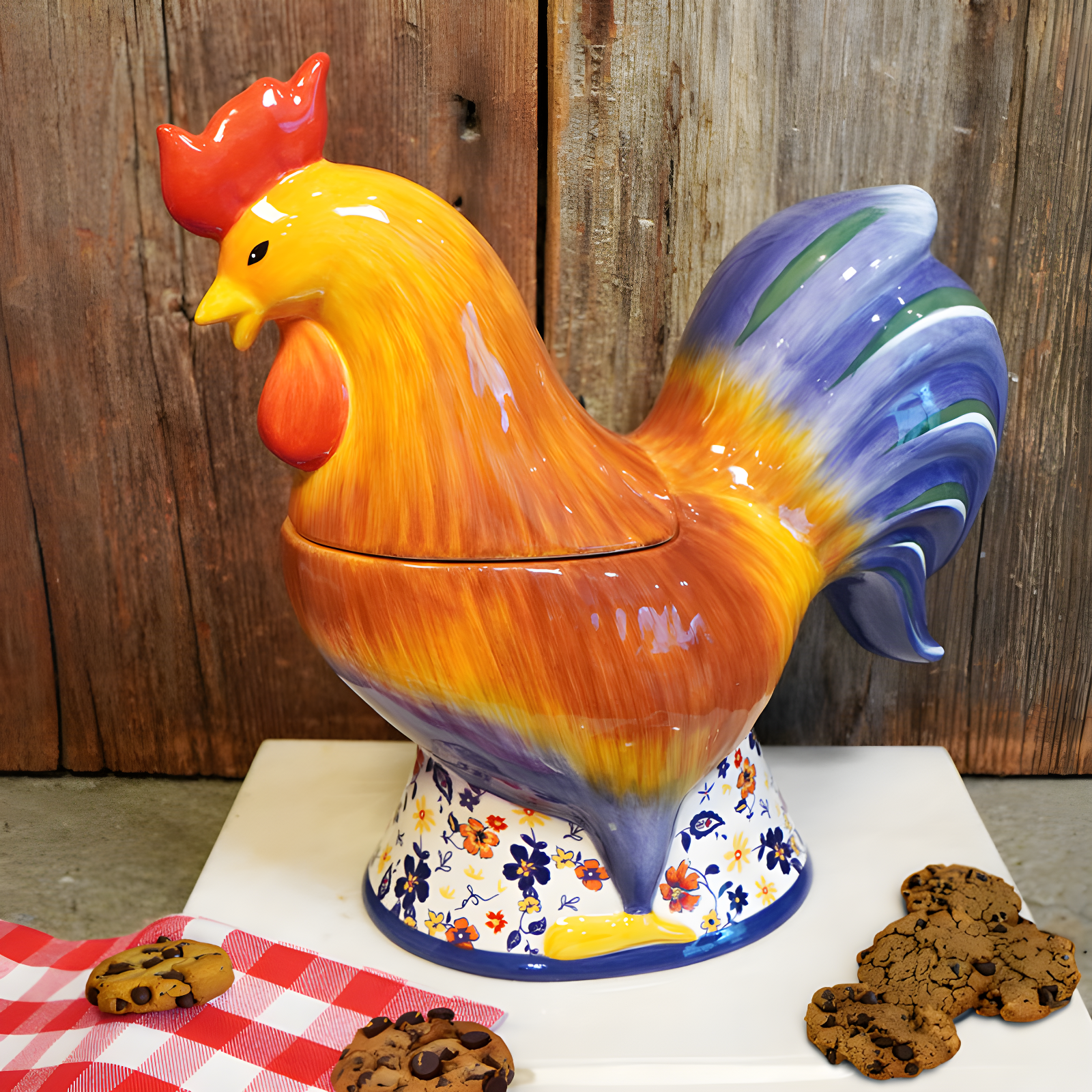 Certified International Morning Rooster 3-D Rooster Cookie Jar 12.25in x 5.75in x 11.5in 48 oz