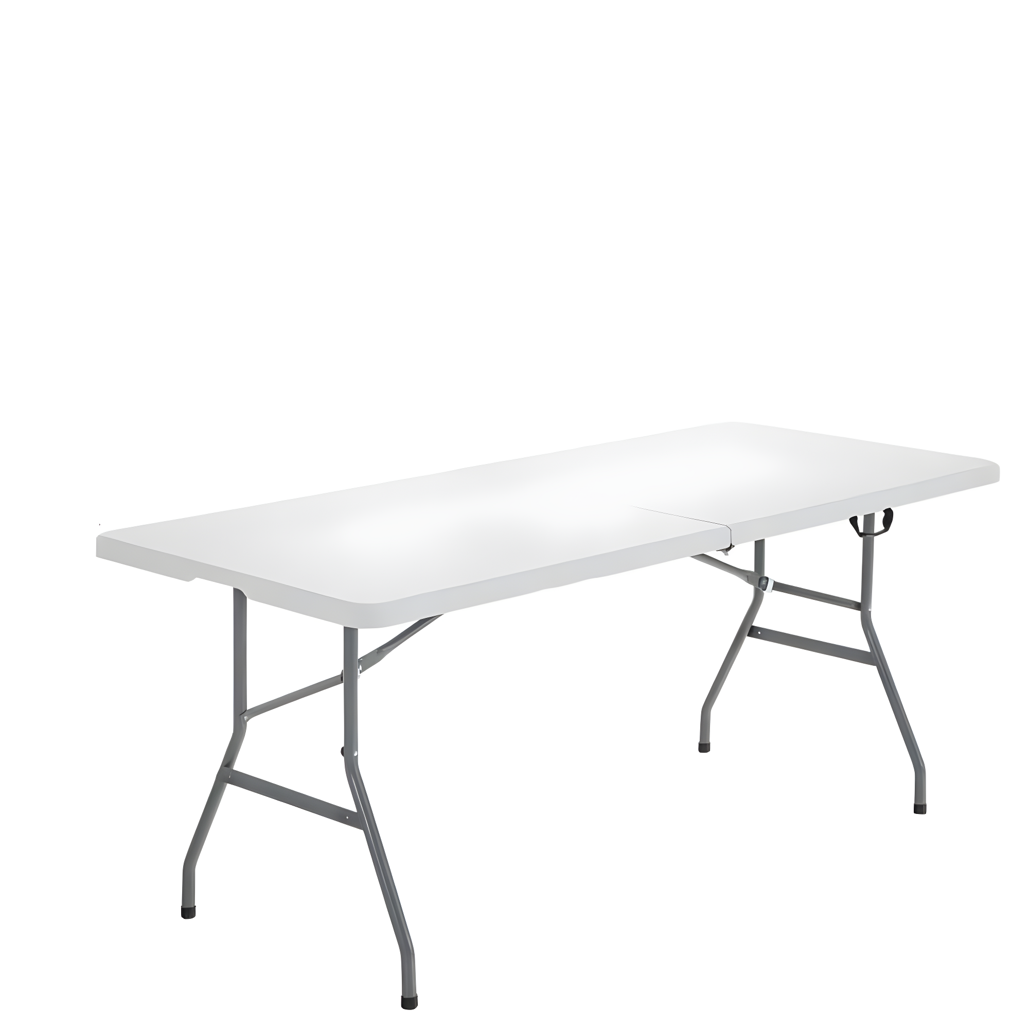 BestMassage Portable Plastic Picnic Table 8FT Outdoor Dining Table with Carrying Handle, White