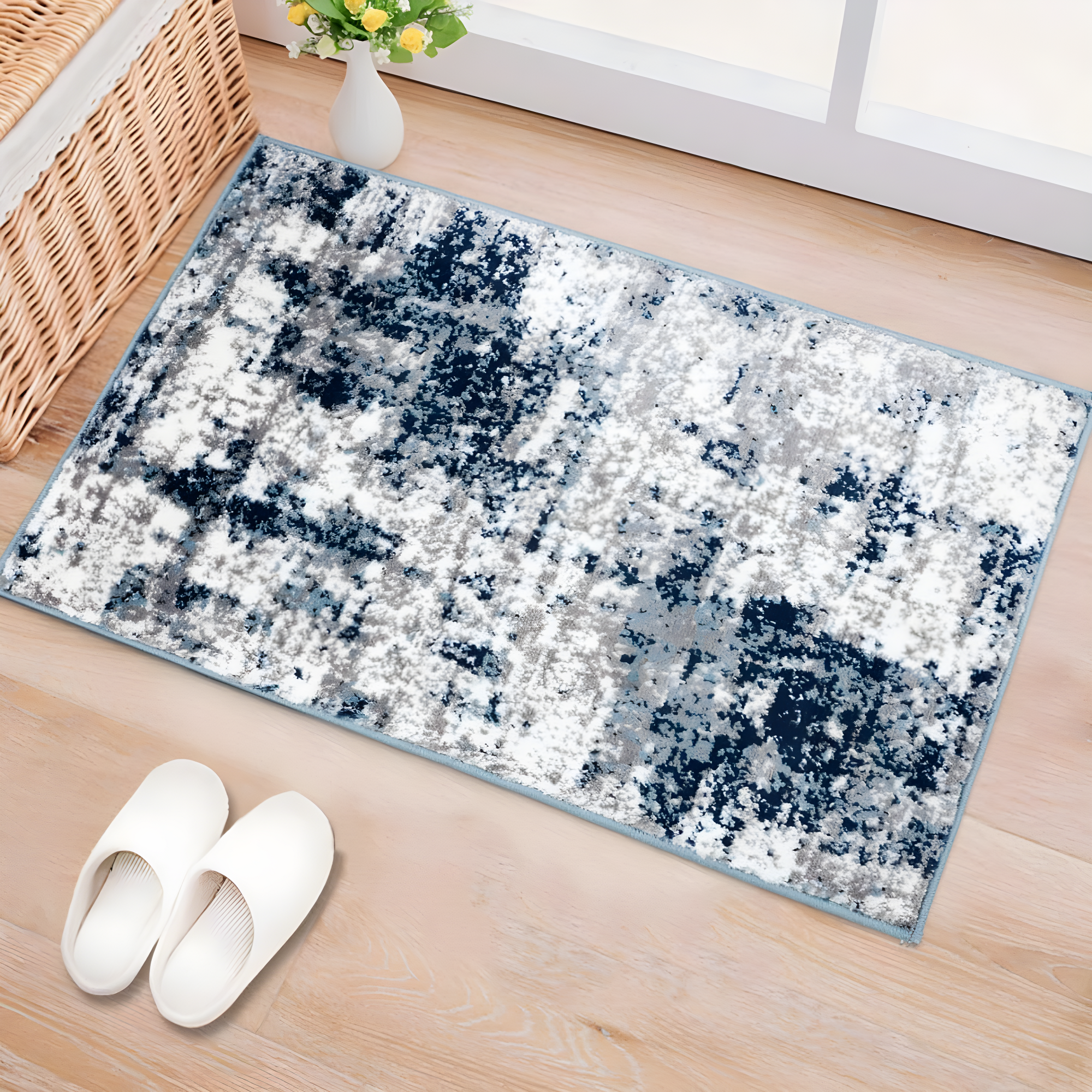 World Rug Gallery Distressed Abstract Blue 2' x 3' Area Rug