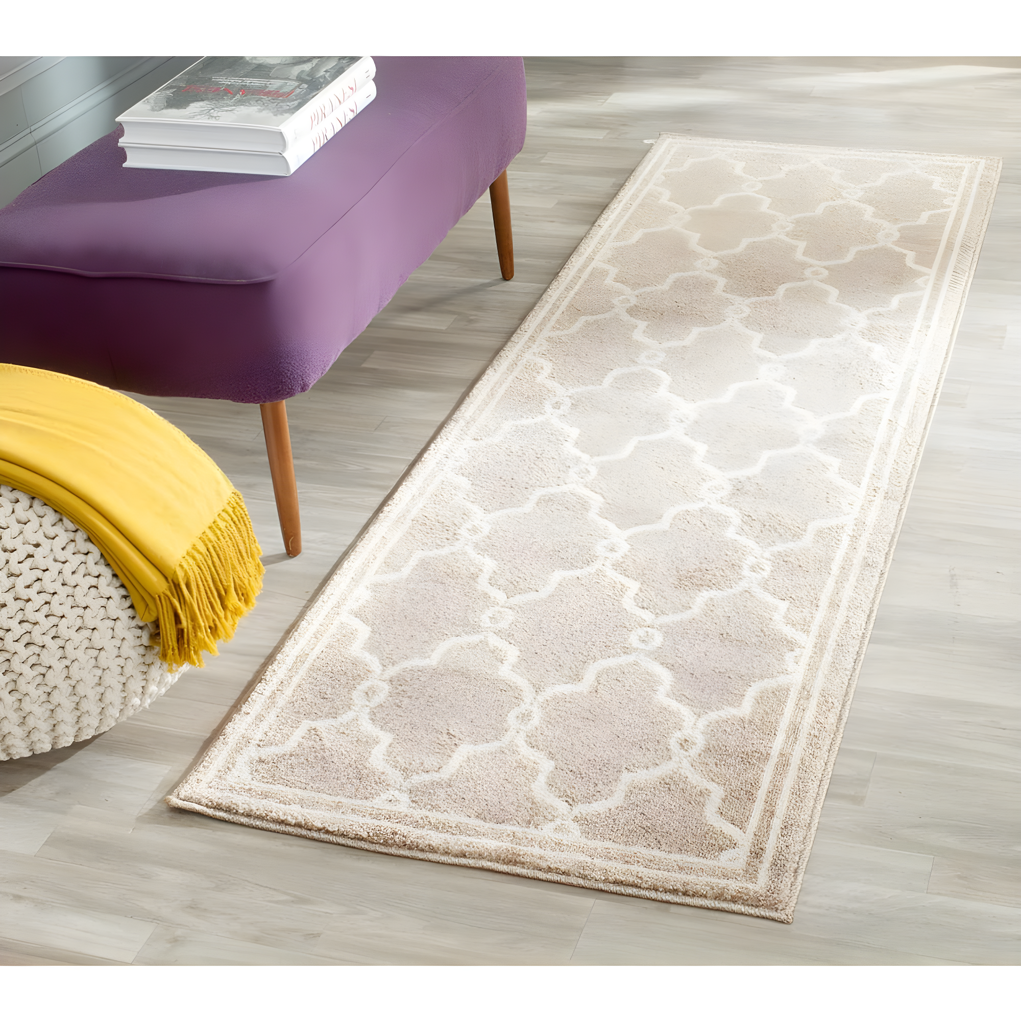 Amherst AMT414 Power Loomed Indoor Runner Rug - Wheat/Beige - 2'3"x9' - Safavieh