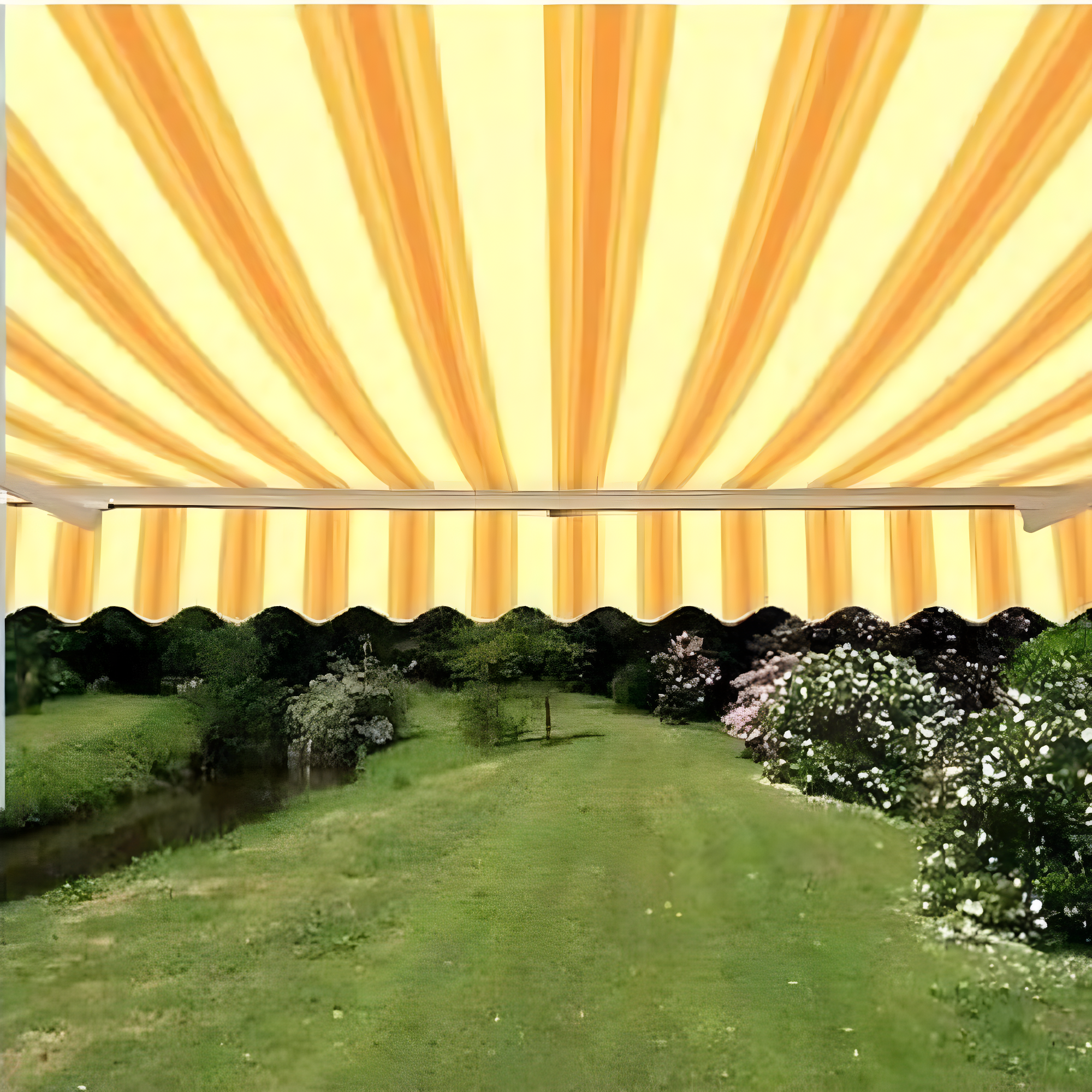 Motorized Retractable White Frame Patio Awning