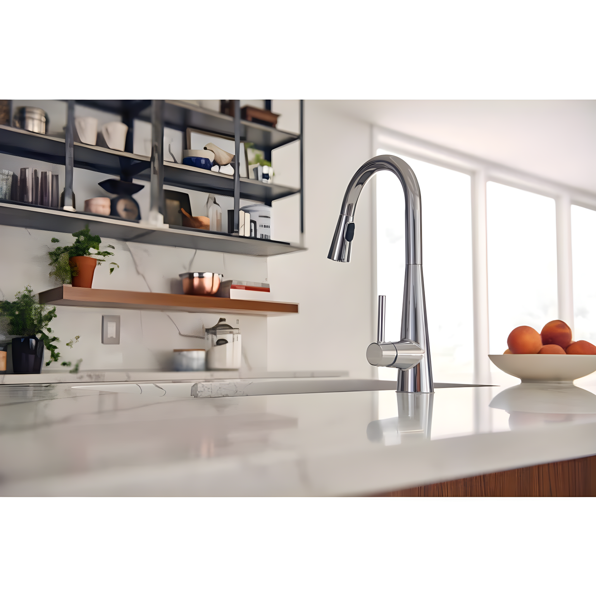 Moen Sleek Pull Down Single Handle Kitchen Faucet with Power Boost Technology and Duralock