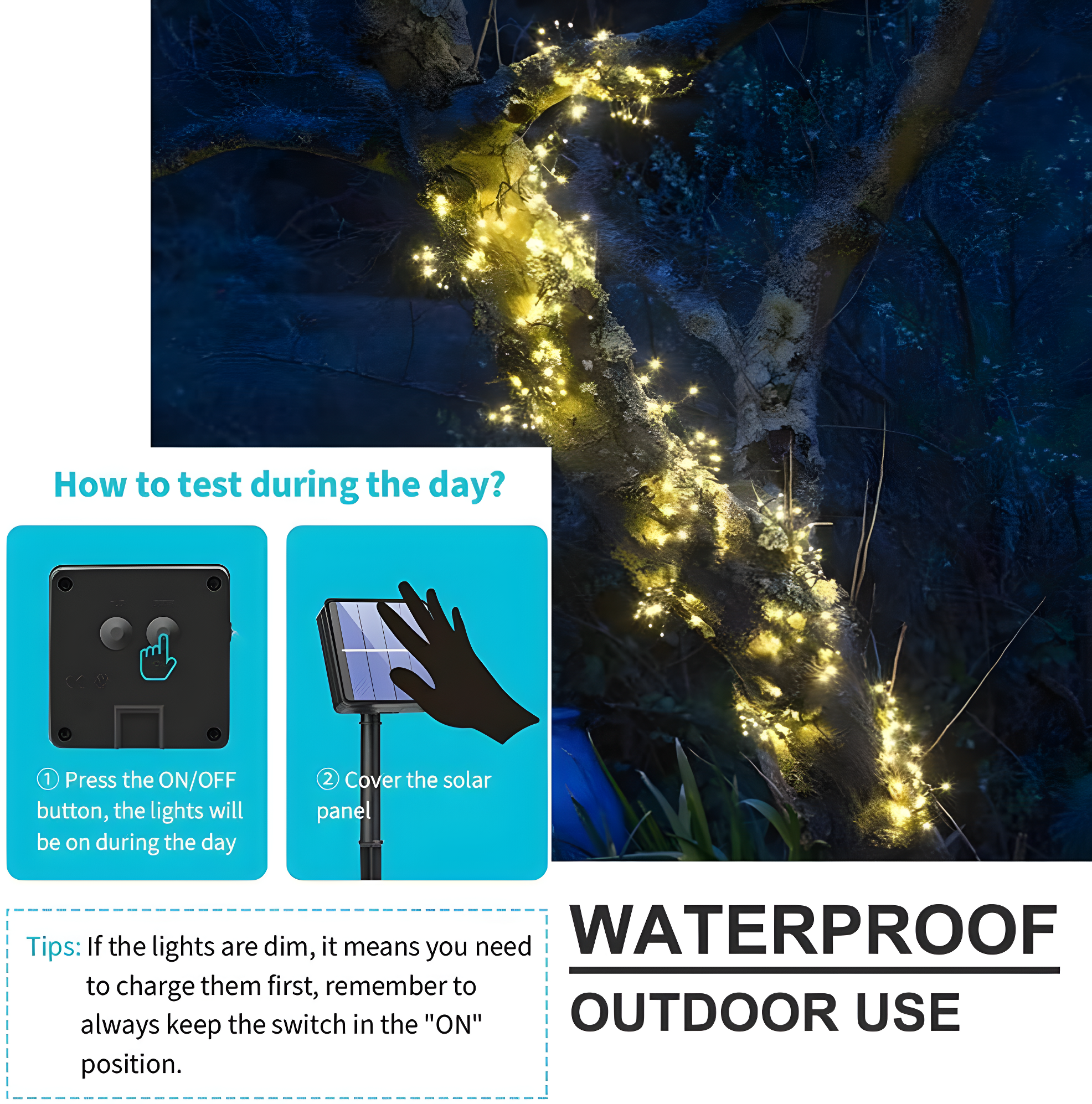 Soltuus Solar Powered 180 LEDs String Fairy Lights, Multi Strand Watering Can