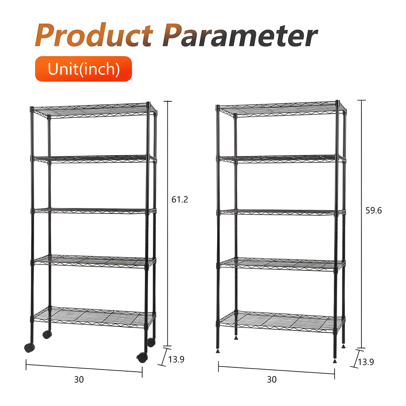 Honey Can Do 5-Tier Metal Height-Adjustable Shelving Unit (36" W X 72" H x 16" D)