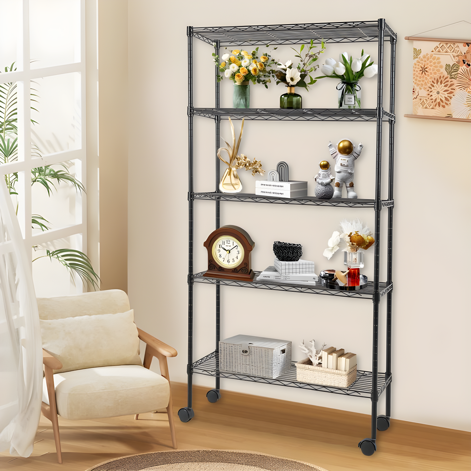 Honey Can Do 5-Tier Metal Height-Adjustable Shelving Unit (36" W X 72" H x 16" D)