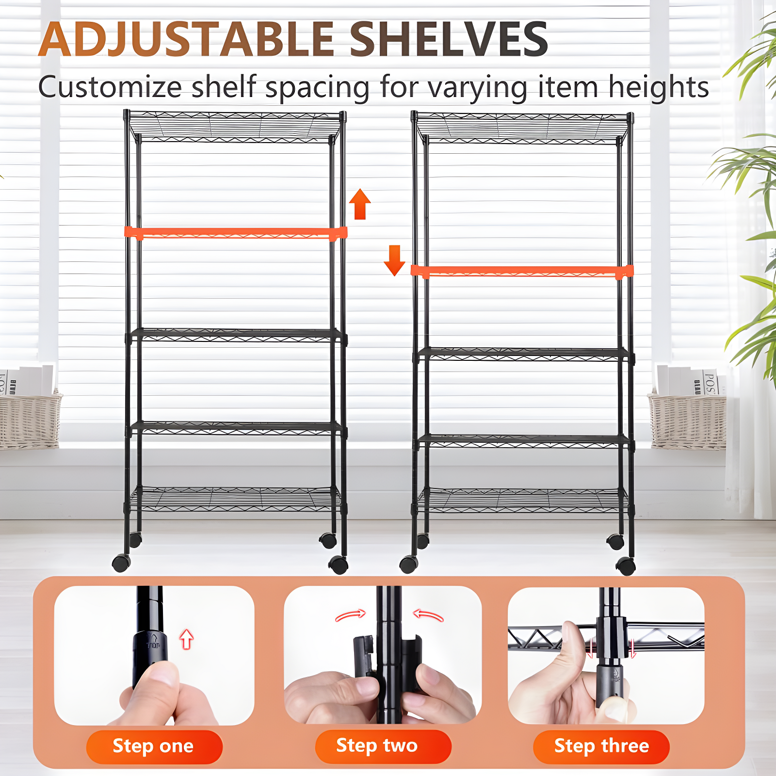 Honey Can Do 5-Tier Metal Height-Adjustable Shelving Unit (36" W X 72" H x 16" D)