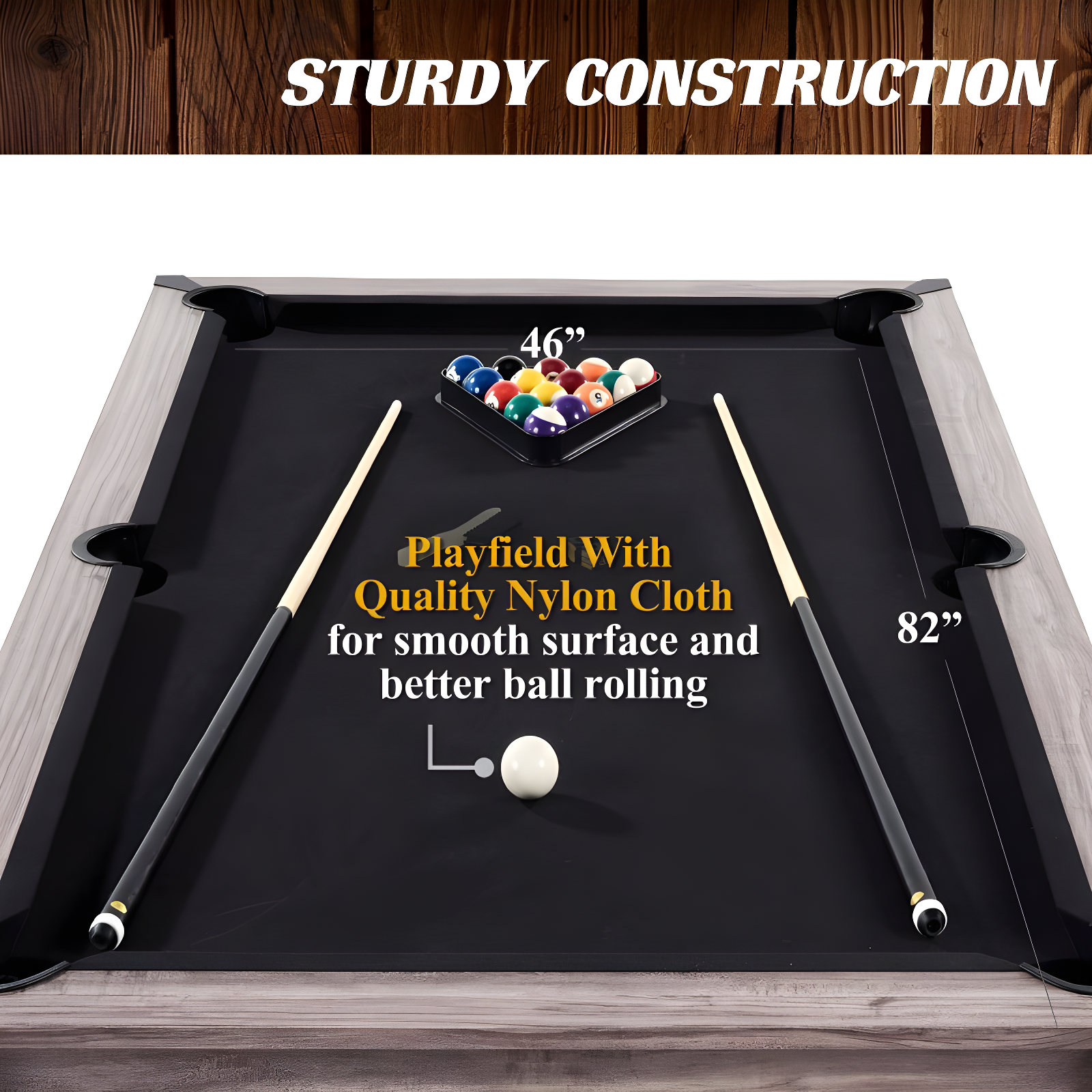 Barrington Billiards Monteray 7’ Pool Table, 3-in-1 with Dining Top & Rolling Storage Caddy