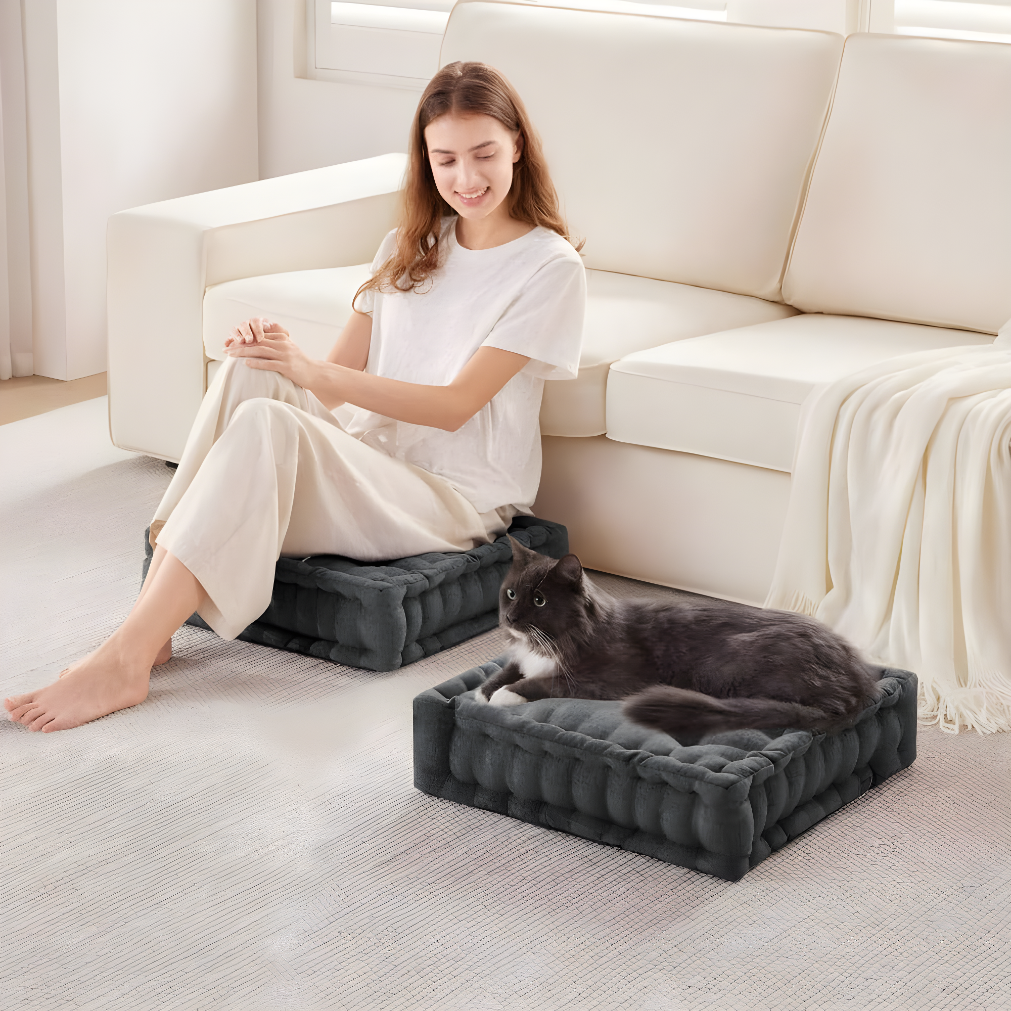 Intelligent Design Azza Poly Chenille Square Floor Pillow Cushion