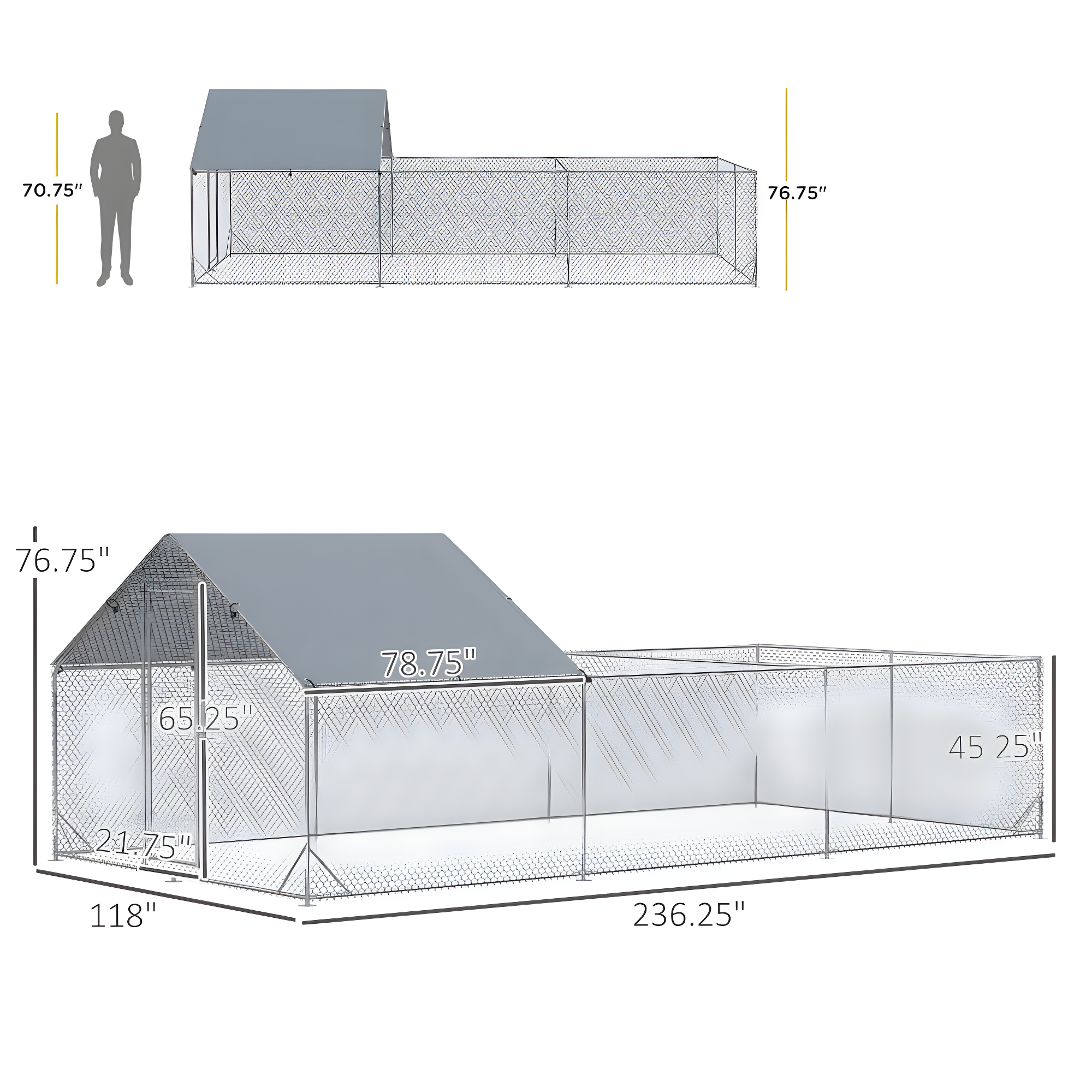 PawHut 9.8' x 19.7' x 6.4' Large Metal Chicken Coop for 18 Chickens, Walk-In Chicken Coop Run, Big Chicken House Chicken Cage Outdoor Chicken Coop