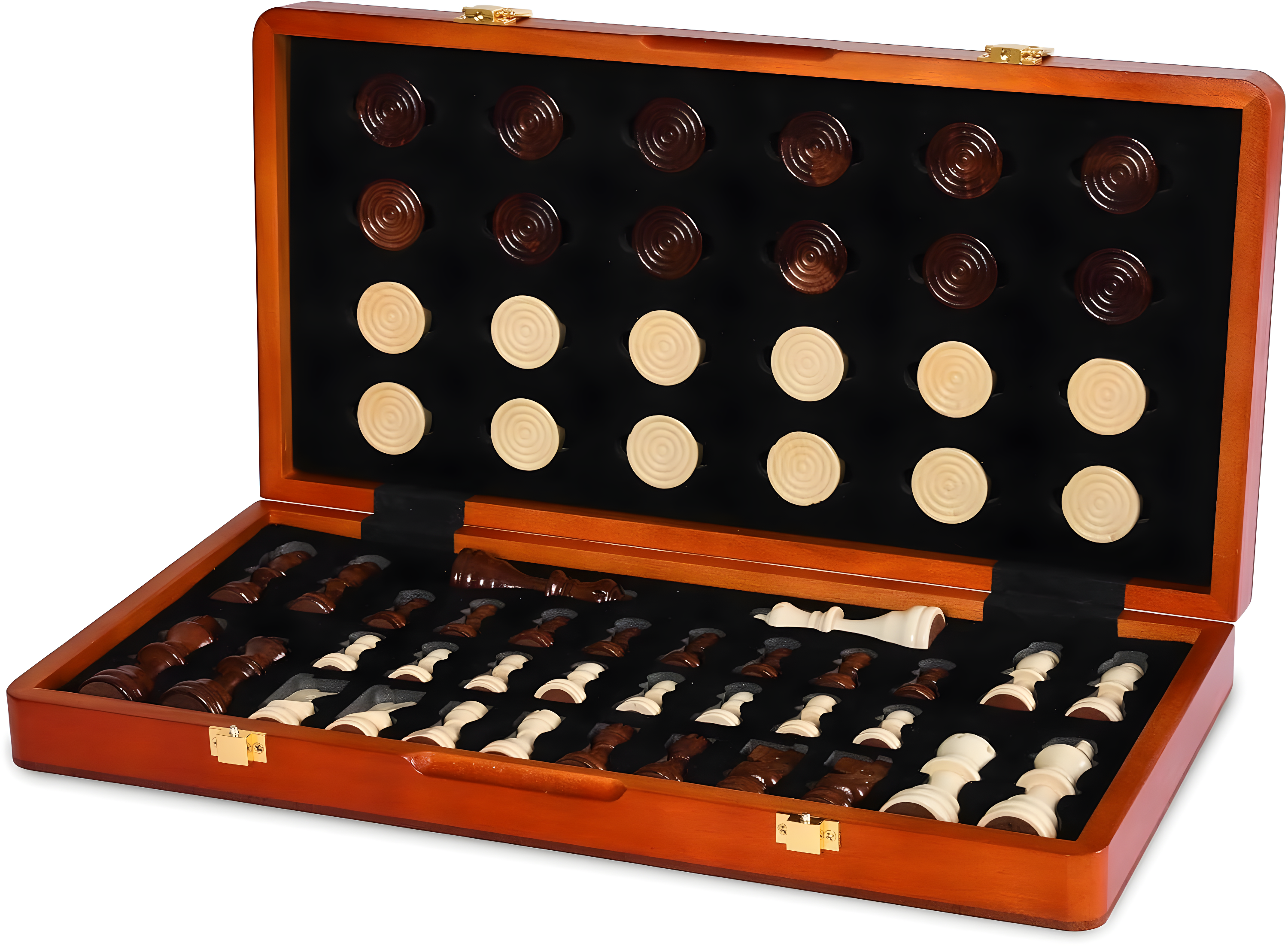 KiddiTouch 15 inch Magnetic Wooden Chess Set 2 in 1 Folding Chess Board Travel Chess Games for Adults and Kids