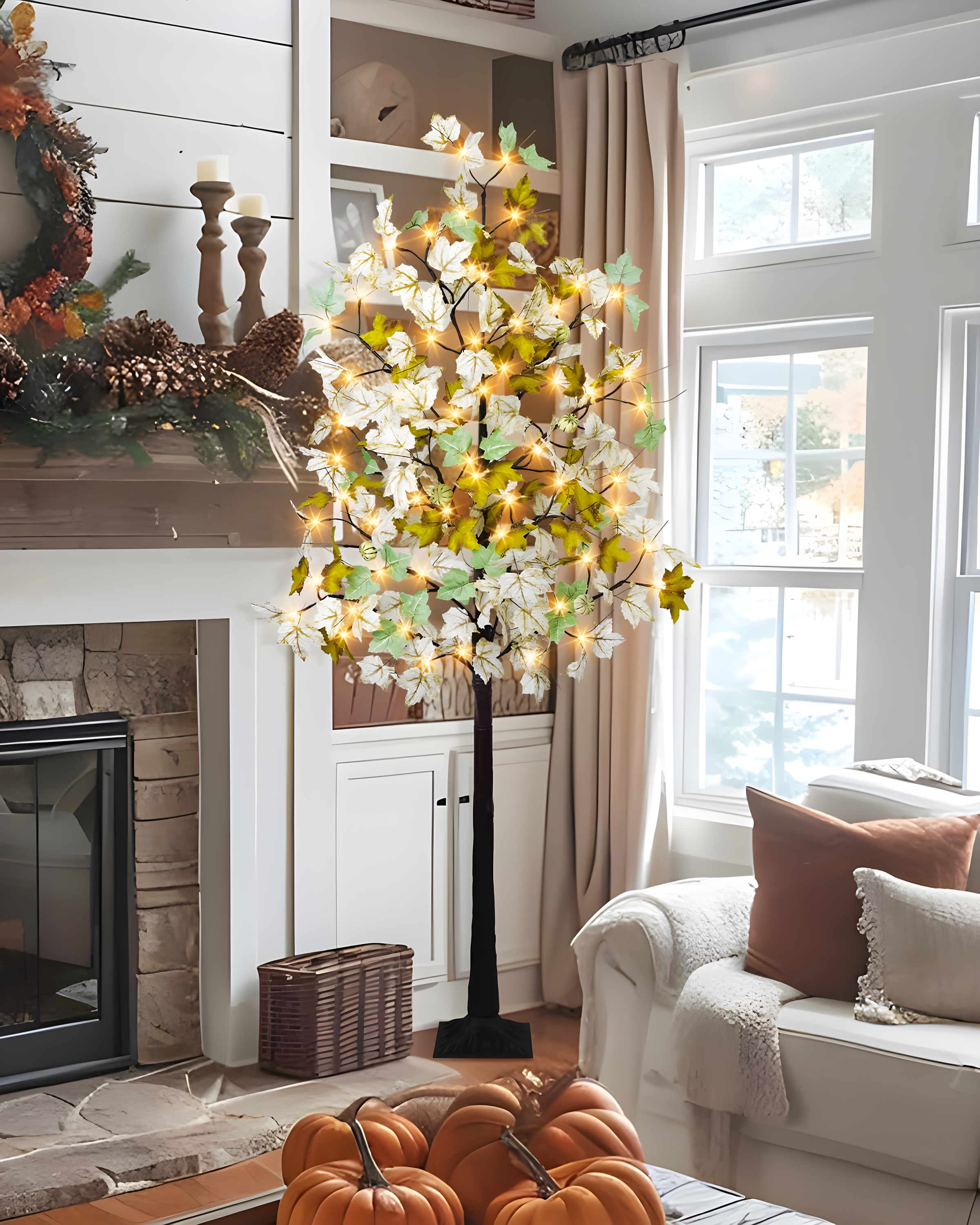 6FT Fall Light Up Tree with 96 LEDs Lights