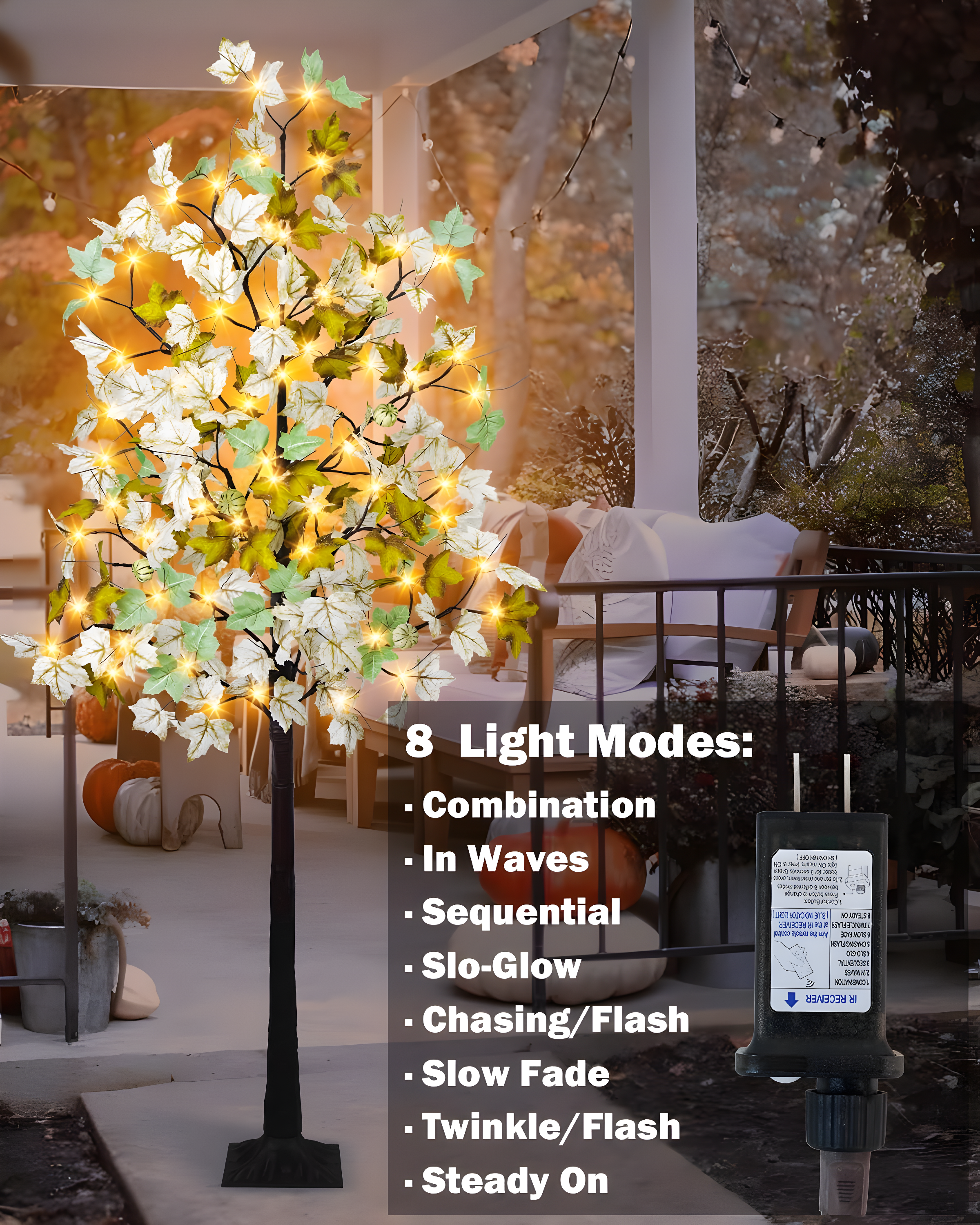 6FT Fall Light Up Tree with 96 LEDs Lights
