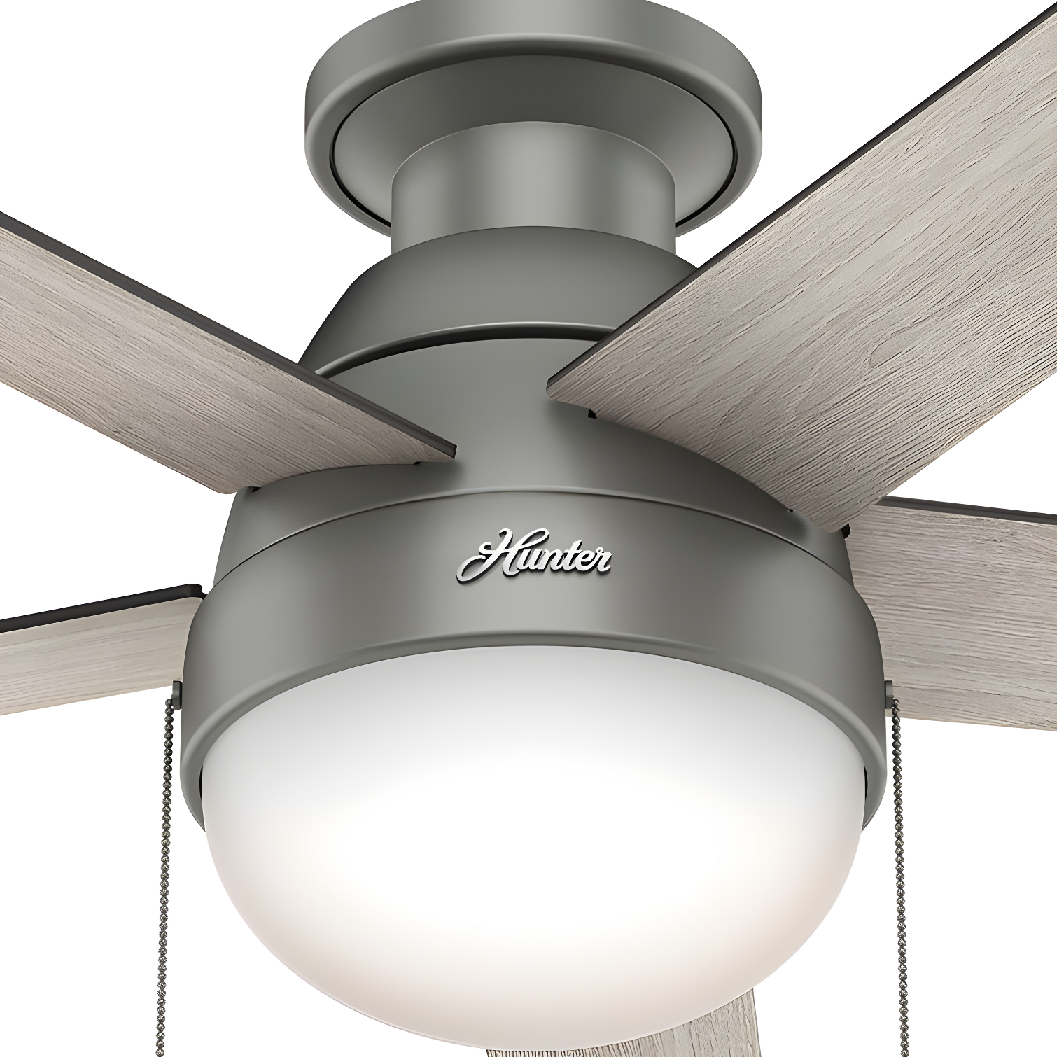 Hunter Fan 46" Anslee 5 - Blade LED Flush Mount Ceiling Fan with Pull Chain and Light Kit Included