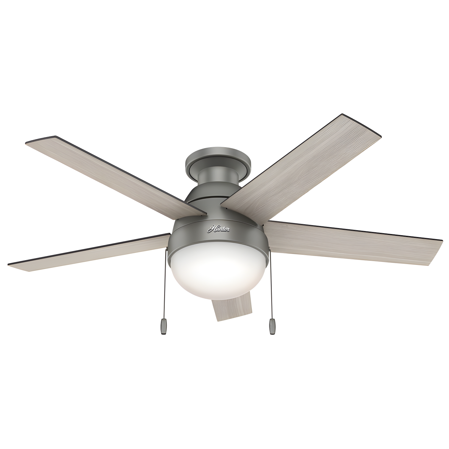 Hunter Fan 46" Anslee 5 - Blade LED Flush Mount Ceiling Fan with Pull Chain and Light Kit Included