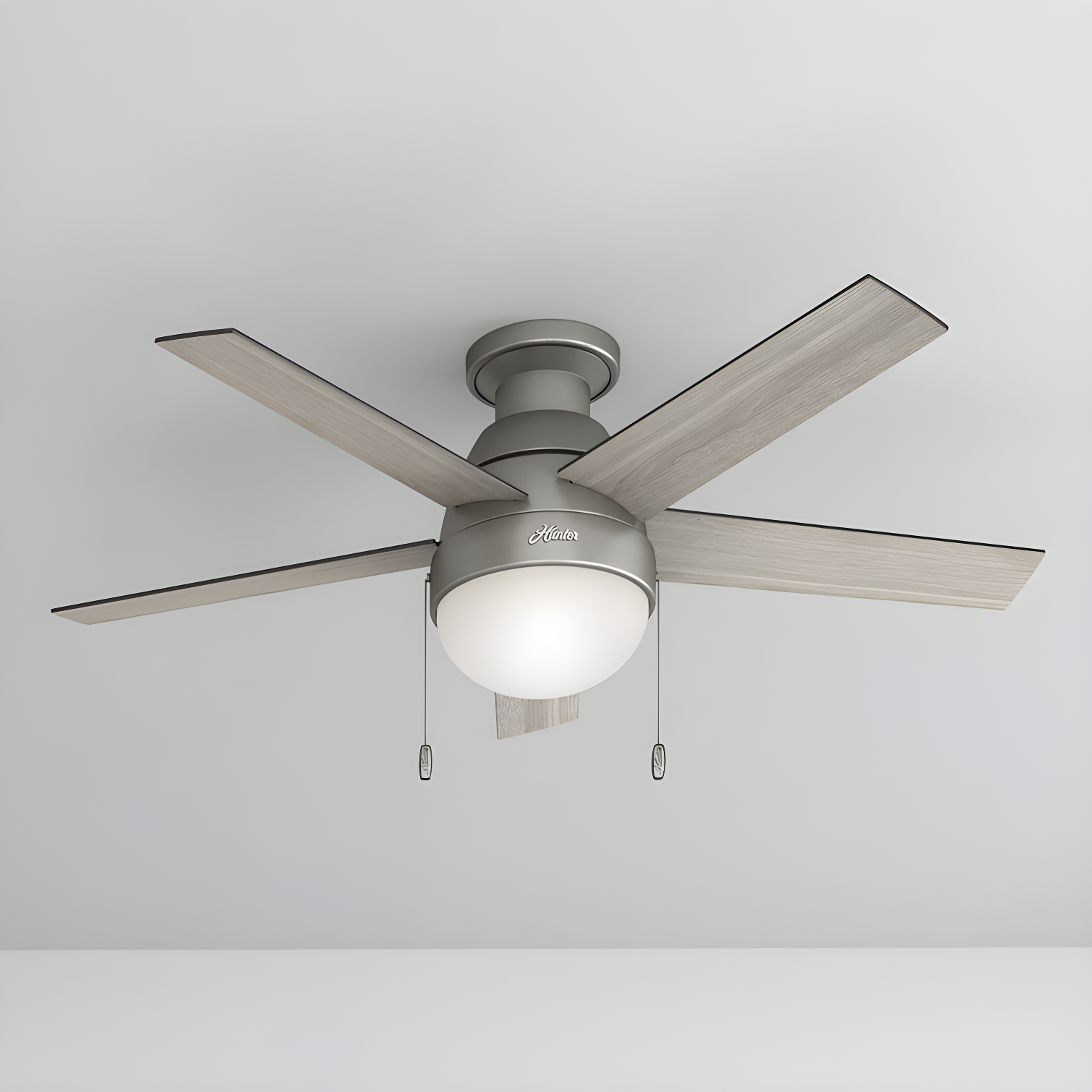 Hunter Fan 46" Anslee 5 - Blade LED Flush Mount Ceiling Fan with Pull Chain and Light Kit Included