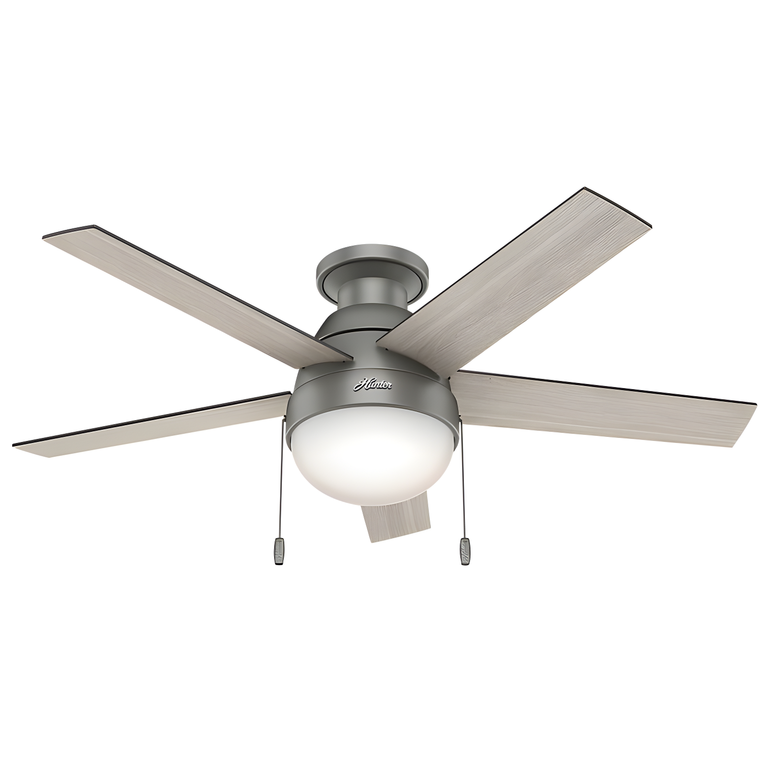 Hunter Fan 46" Anslee 5 - Blade LED Flush Mount Ceiling Fan with Pull Chain and Light Kit Included