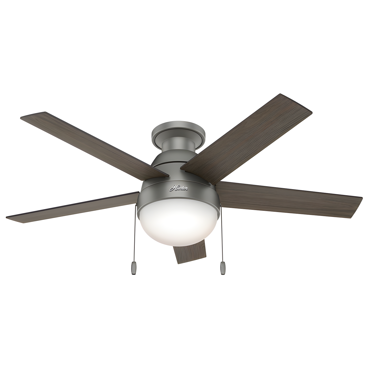 Hunter Fan 46" Anslee 5 - Blade LED Flush Mount Ceiling Fan with Pull Chain and Light Kit Included