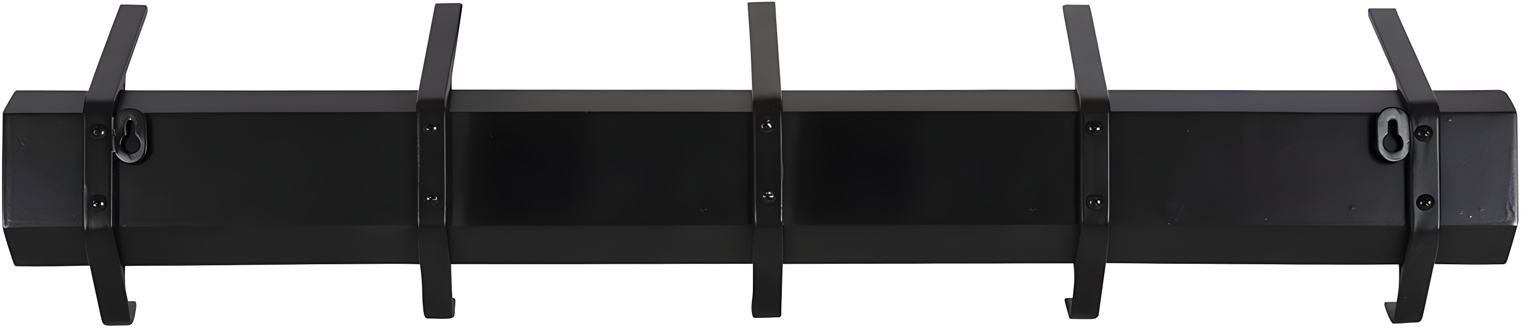 Black Wood and Metal 5-Hook Wall Shelf