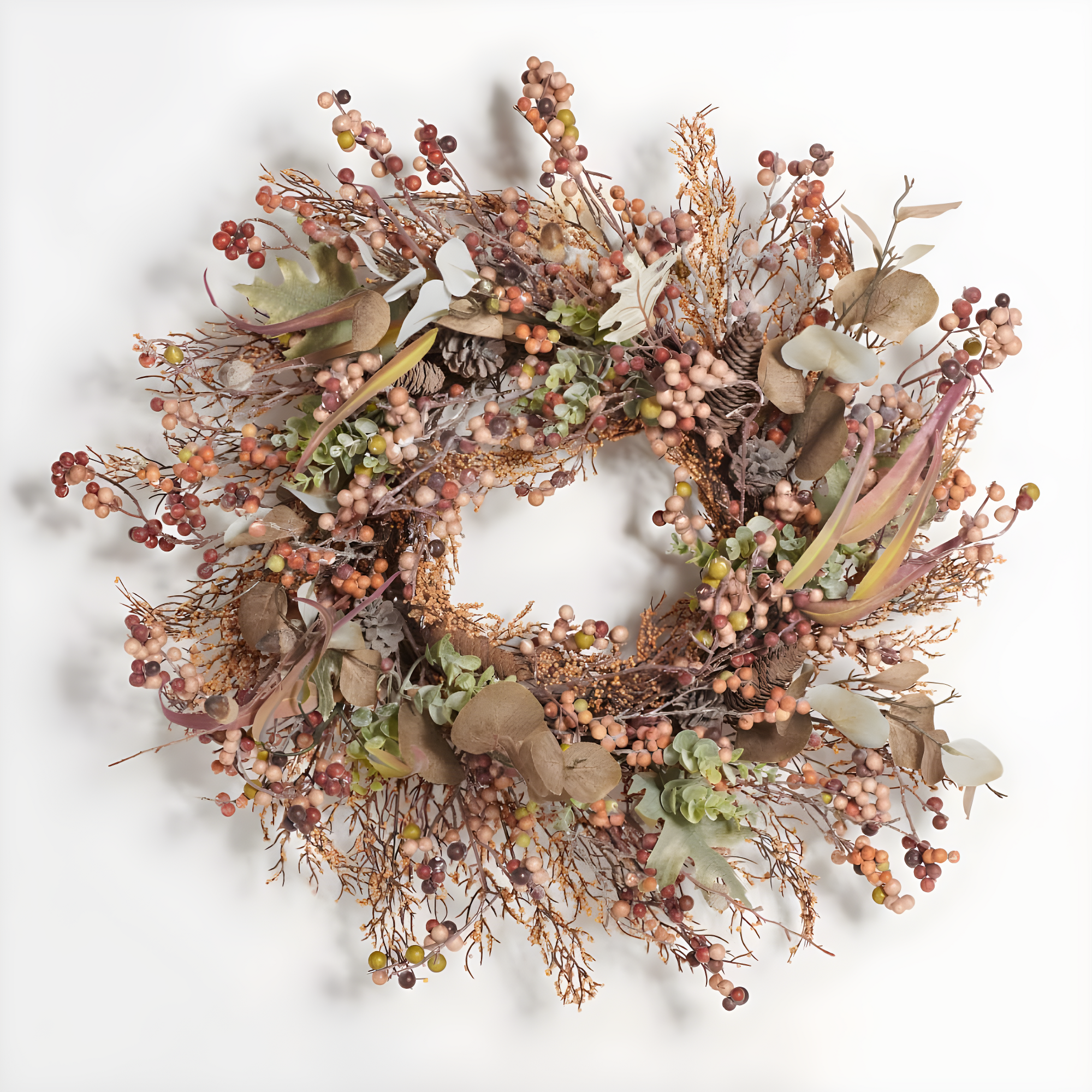 SAFAVIEH Faux 26 Inch Berry & Acorn Wreath, Brown/Green