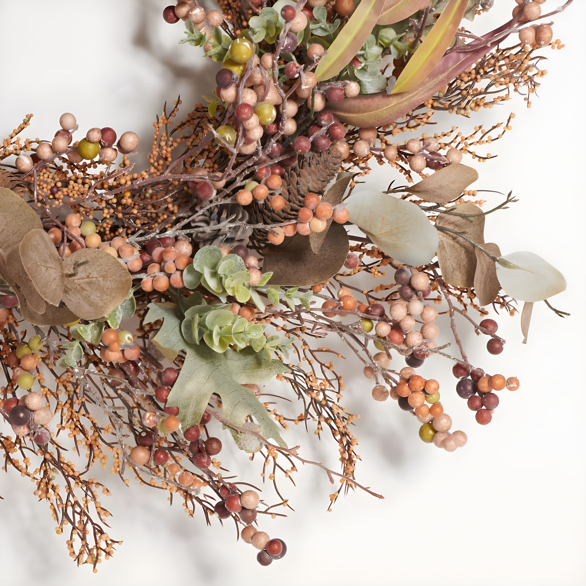SAFAVIEH Faux 26 Inch Berry & Acorn Wreath, Brown/Green