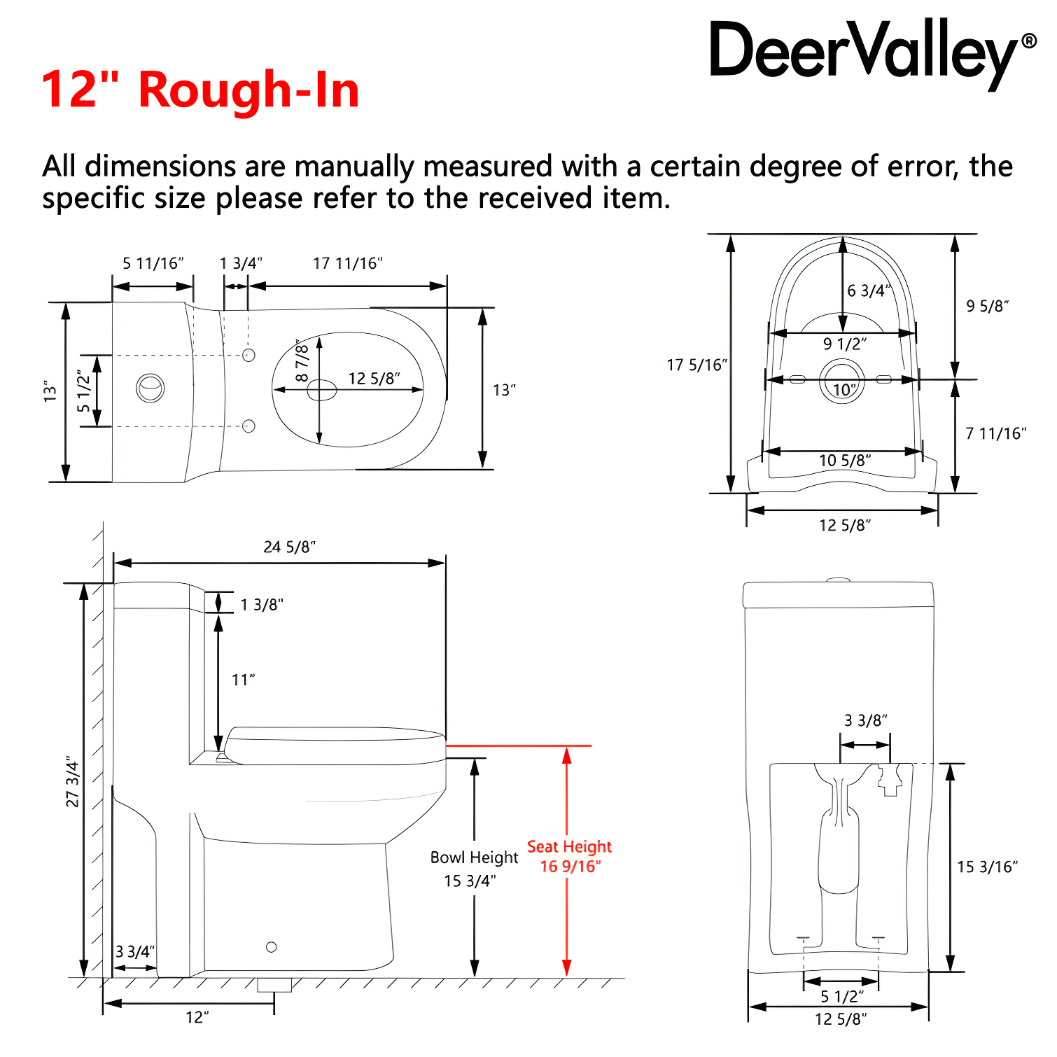 Liberty Compact Toilet, Modern One-Piece Round Toilet with Dual Flush, Easy Cleaning Fully Skirted Design(Seat Included)