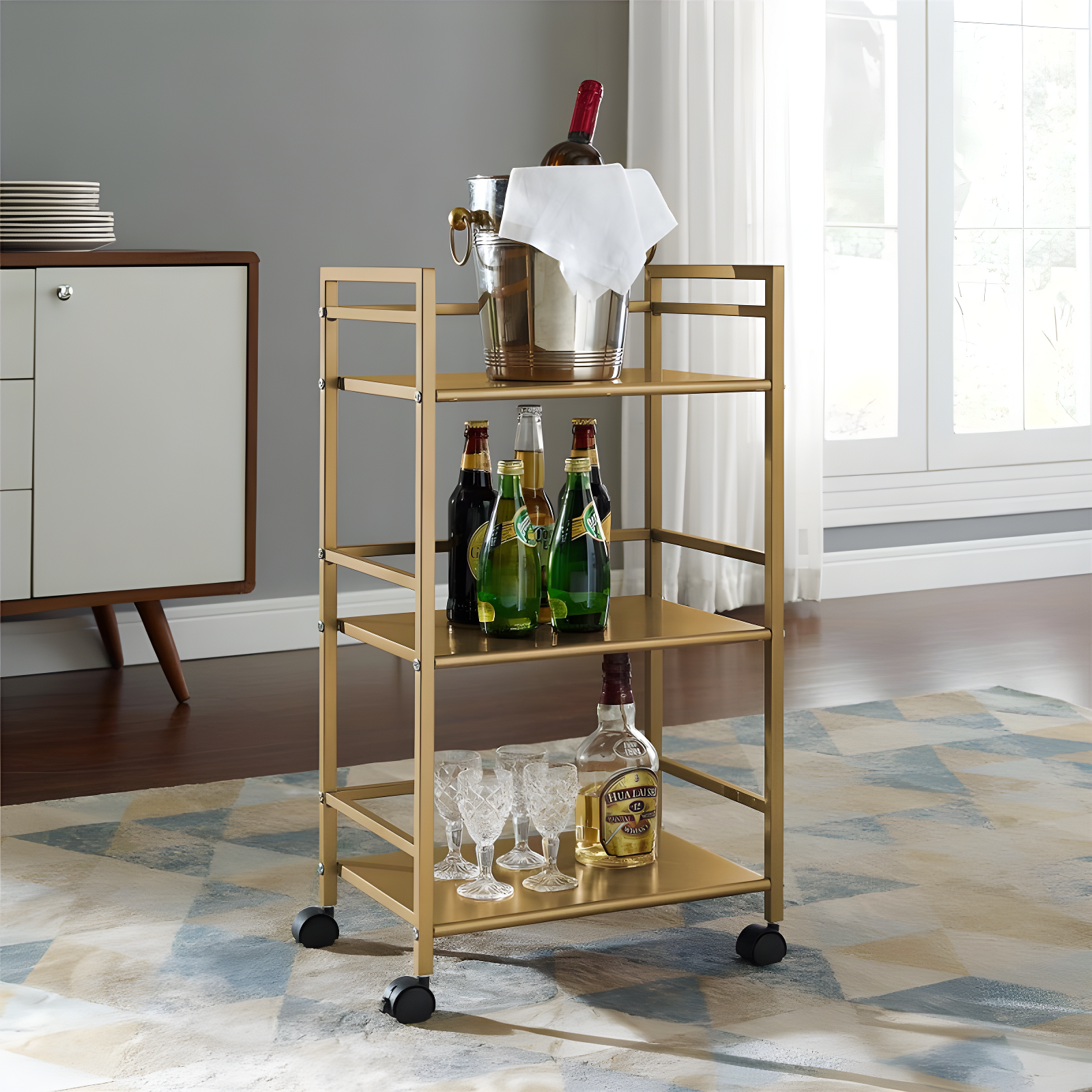 Novogratz Helix Metal Bar Cart