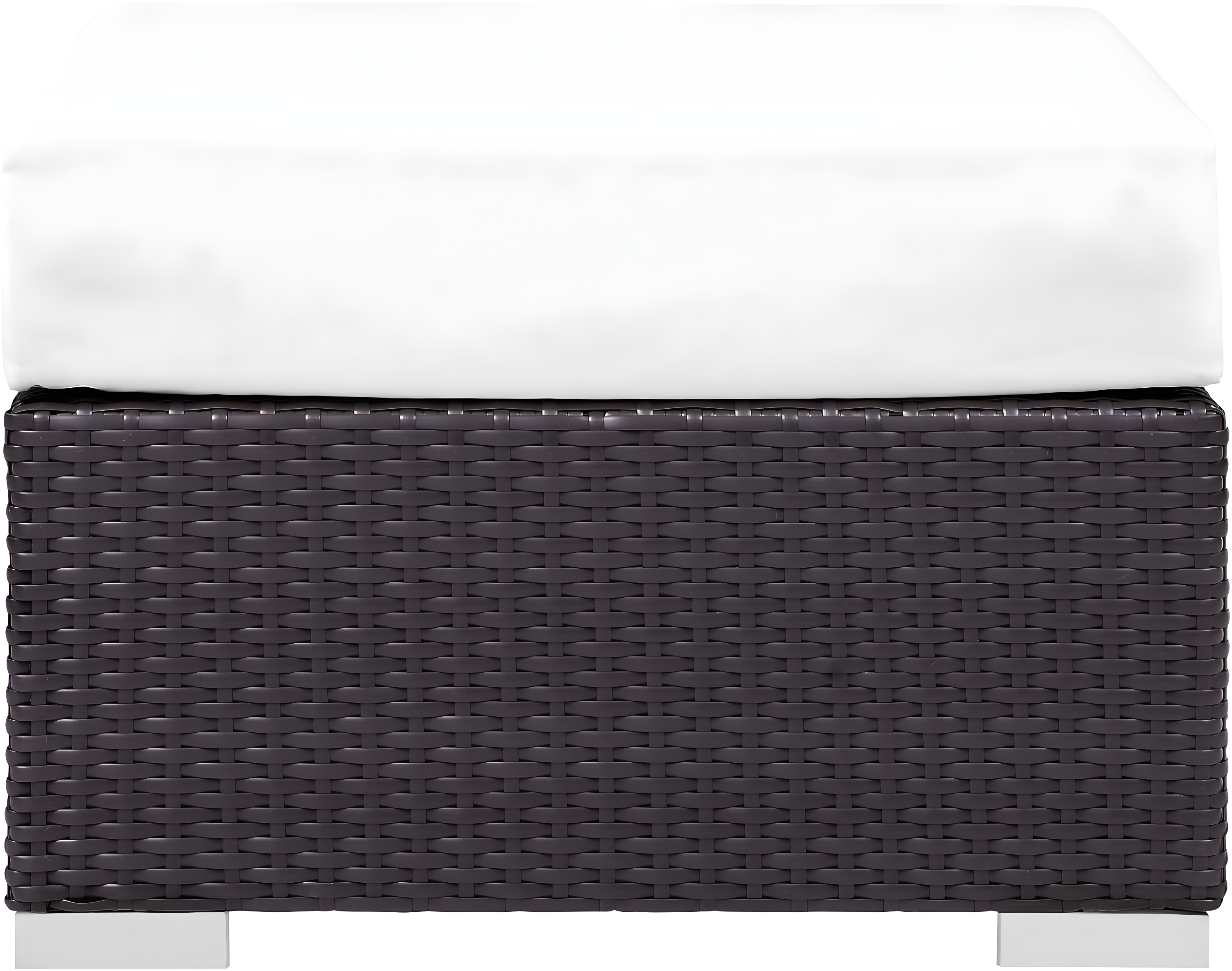 Modway Convene Outdoor Patio Fabric Square Ottoman in Espresso White