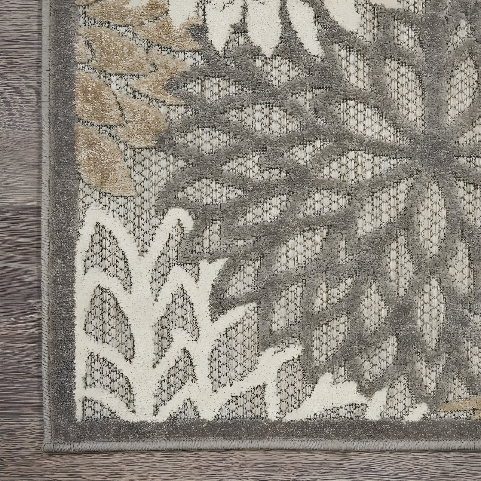 Nourison Aloha Floral Bloom Flatweave High-Low Indoor Outdoor Area Rug Natural 3'6" x 5'6"
