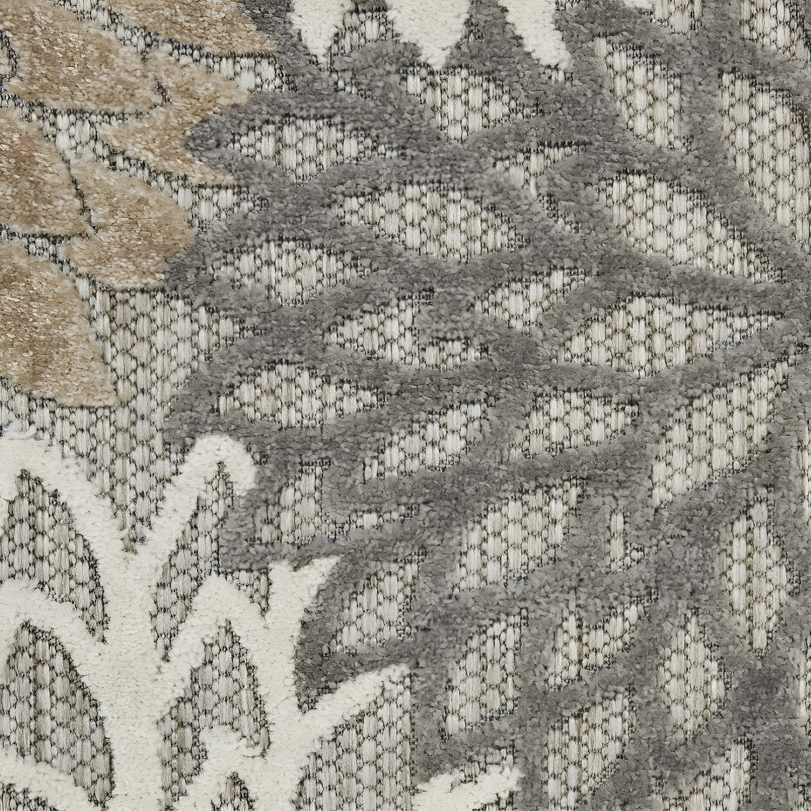 Nourison Aloha Floral Bloom Flatweave High-Low Indoor Outdoor Area Rug Natural 3'6" x 5'6"