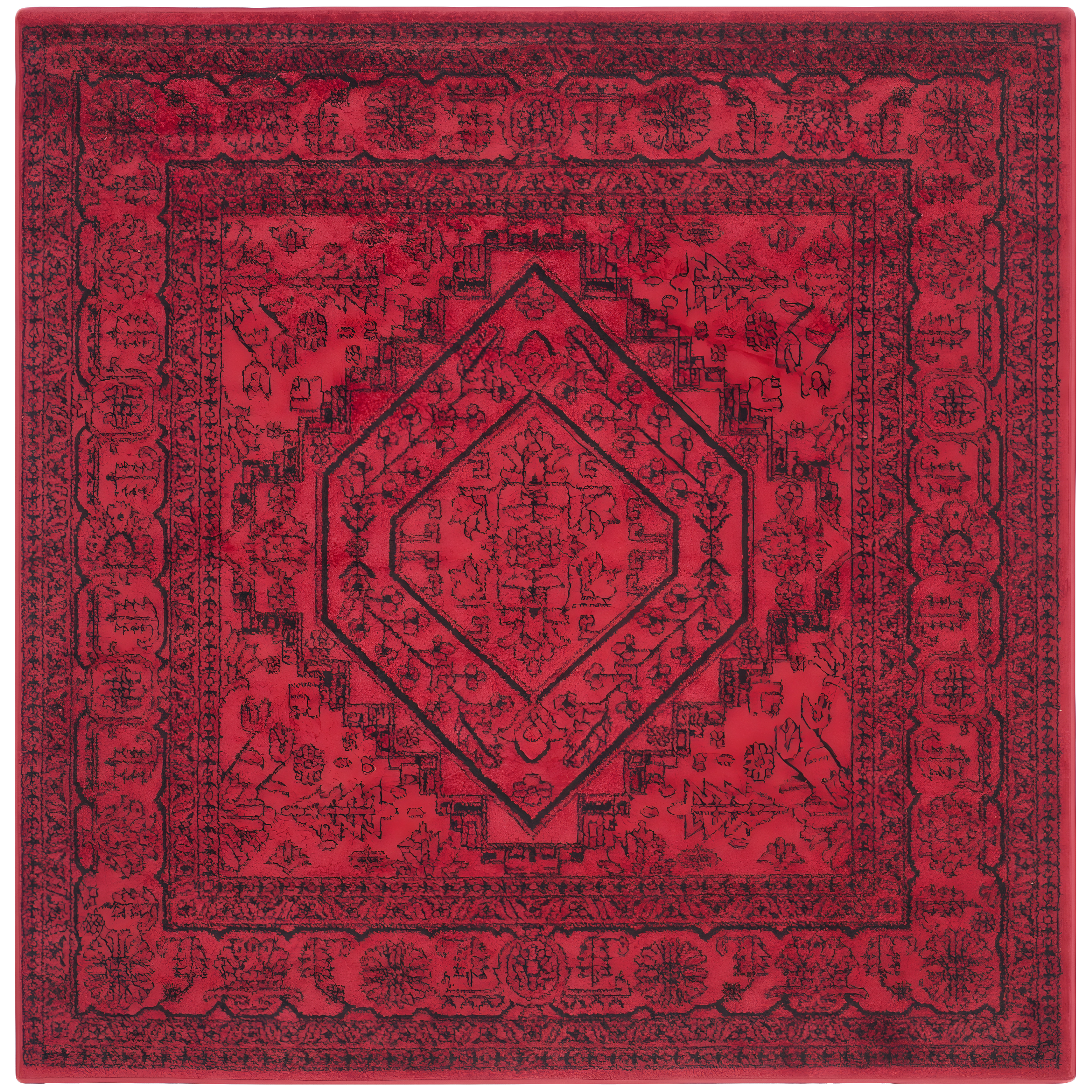 Adirondack ADR108 Power Loomed Area Rug - Red/Black - 4'x4' - Safavieh.