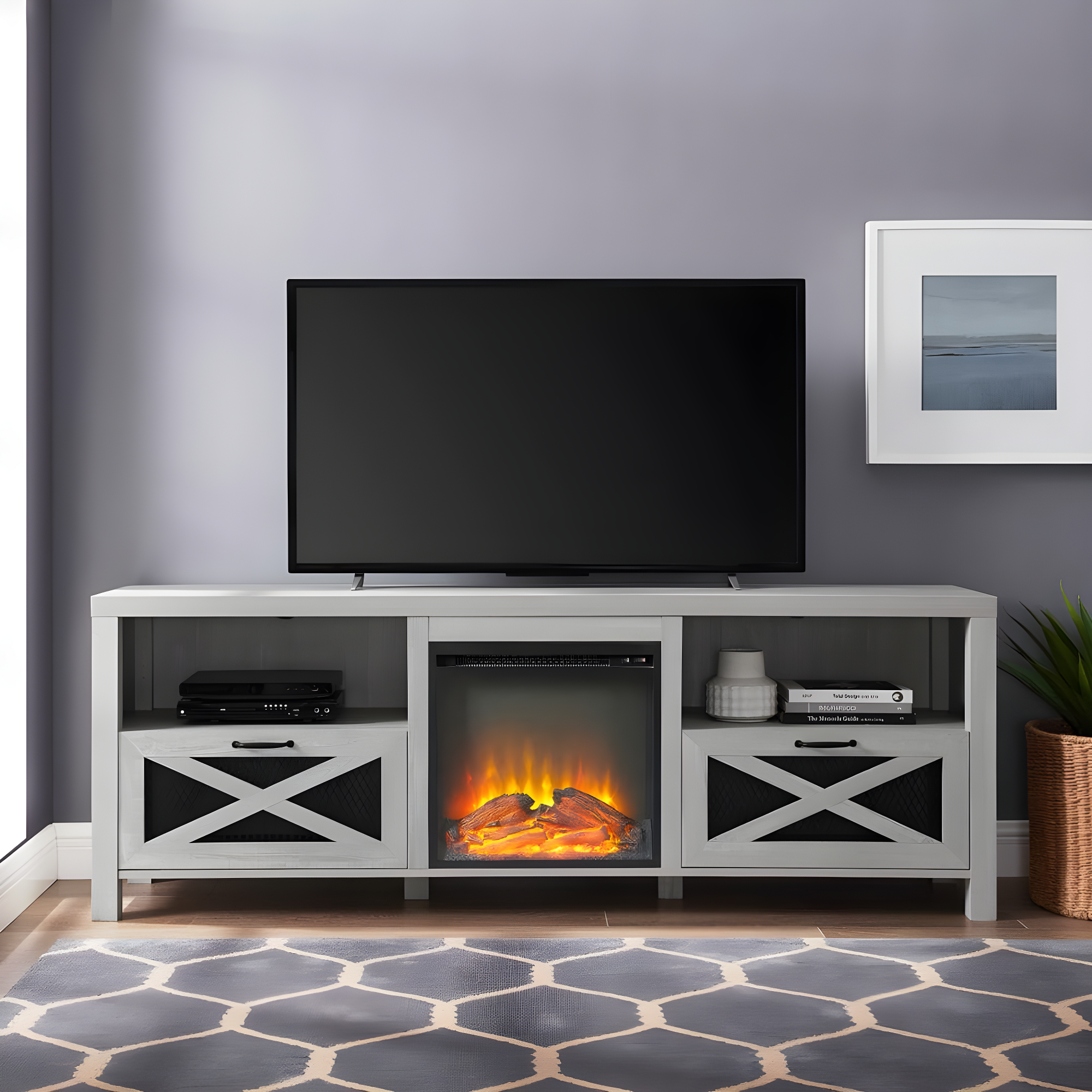 Tansey 70" Media Console with Electric Fireplace