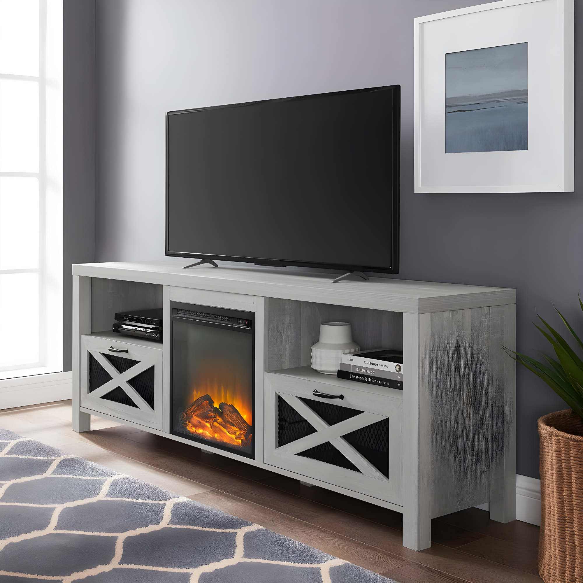 Tansey 70" Media Console with Electric Fireplace