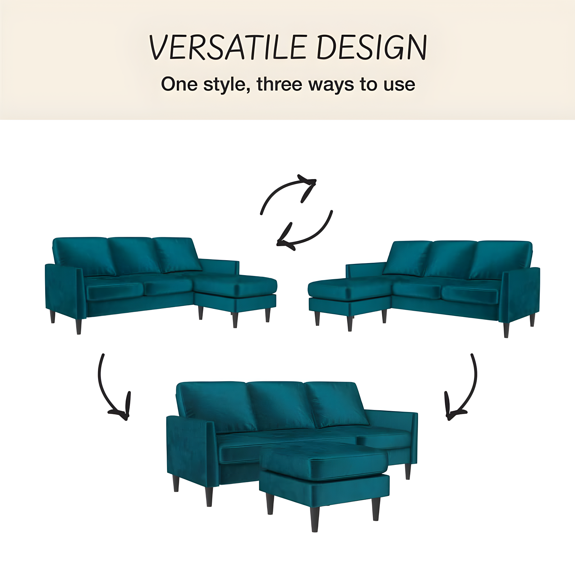 Winston 81.5" Wide Reversible Sofa & Chaise with Ottoman